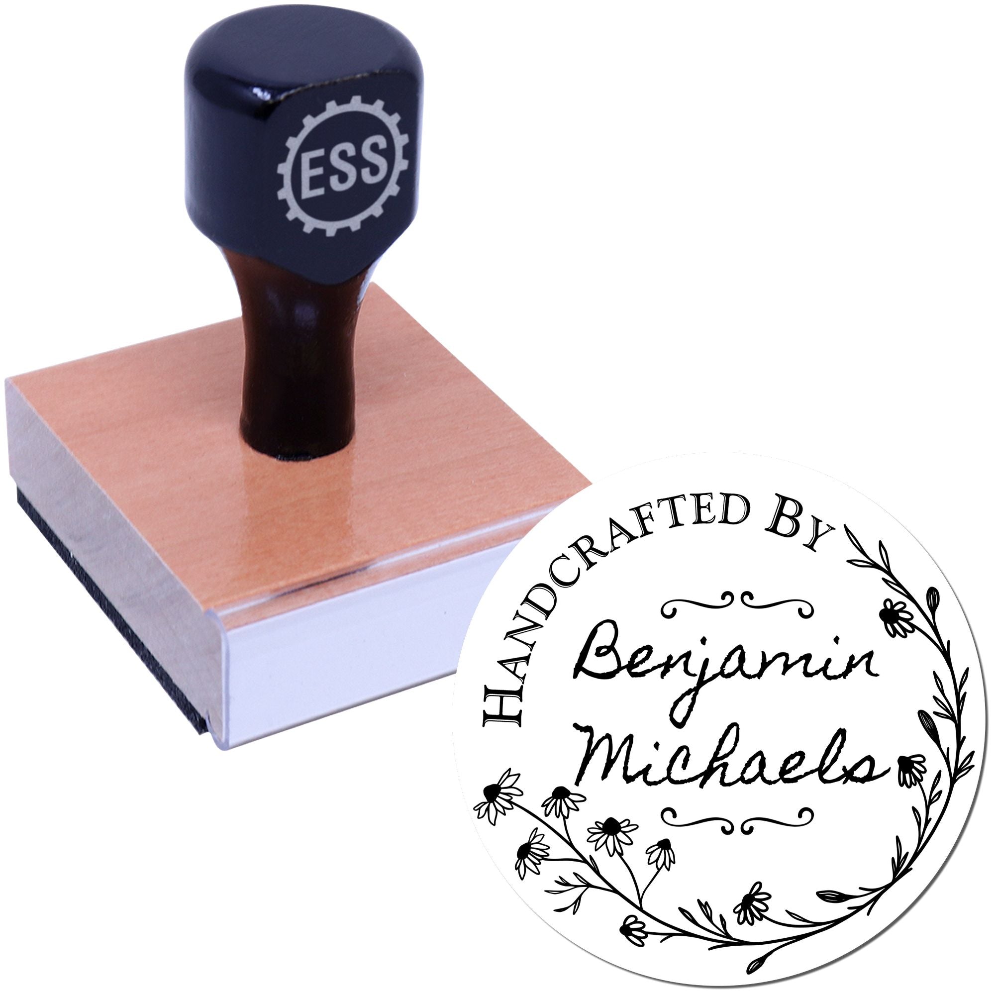 Round Blooming Creations Personalized Maker Rubber Stamp