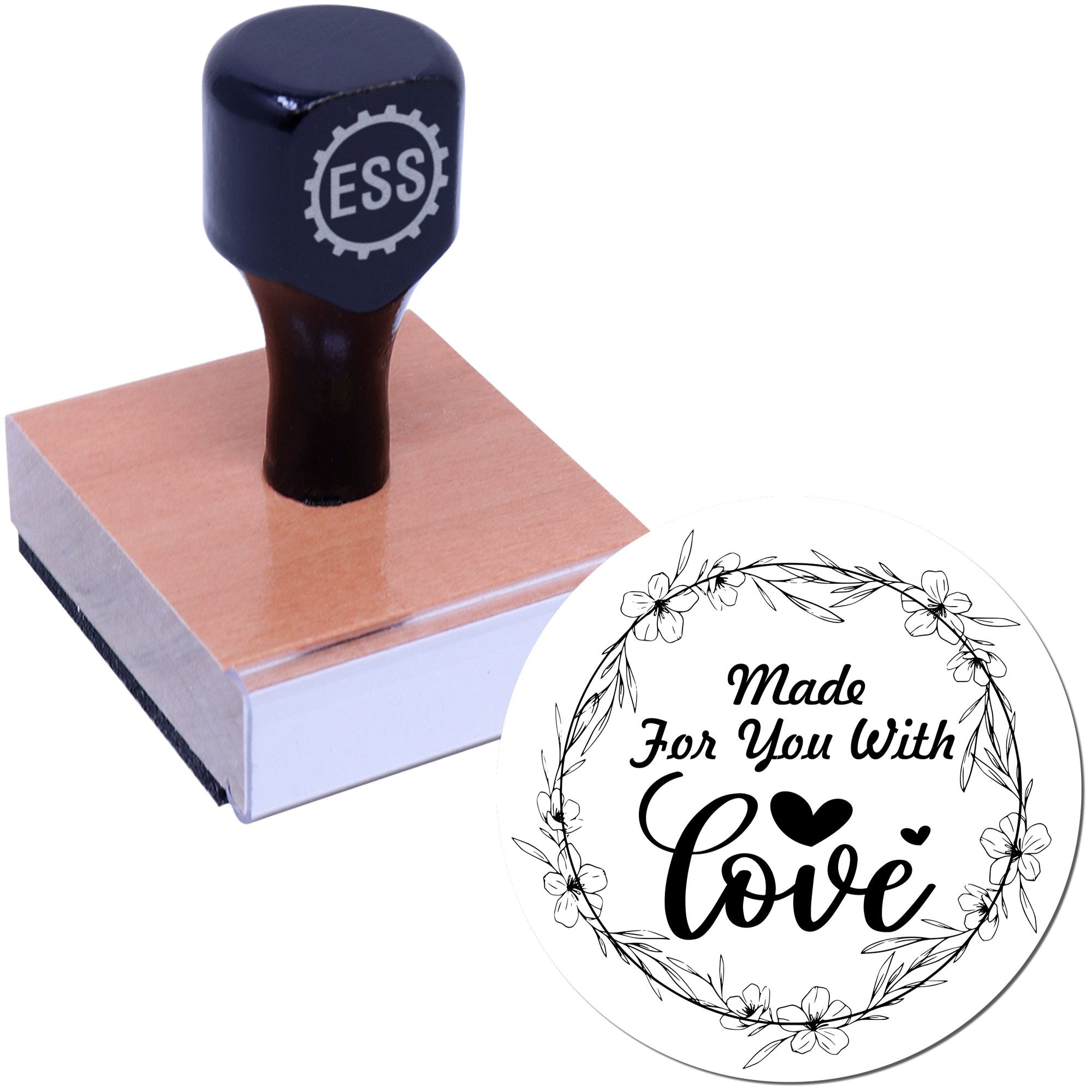 Round Love's Floral Embrace Customized Maker Rubber Stamp