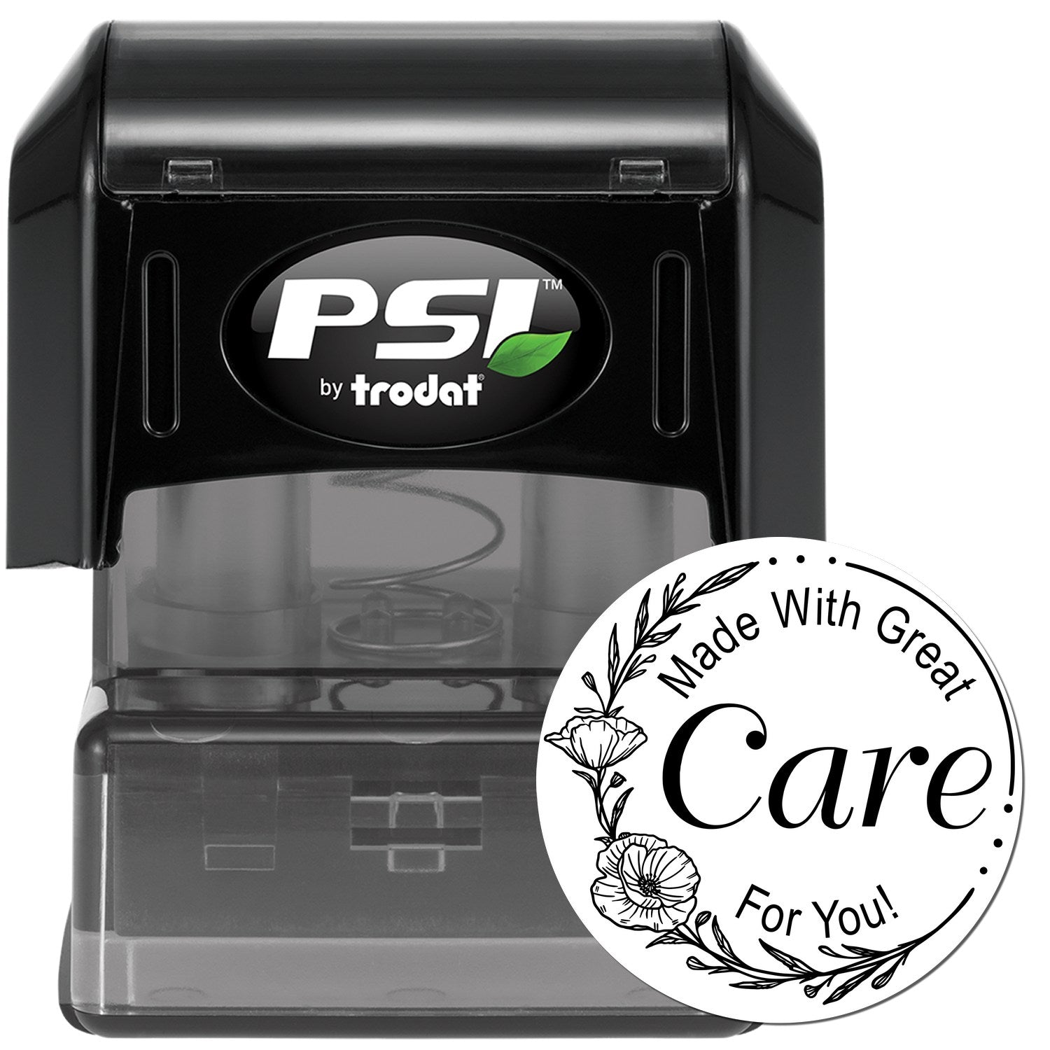 Floral Care Stamp Personalizable Handmade Rubber Stamp - Engineer Seal Stamps