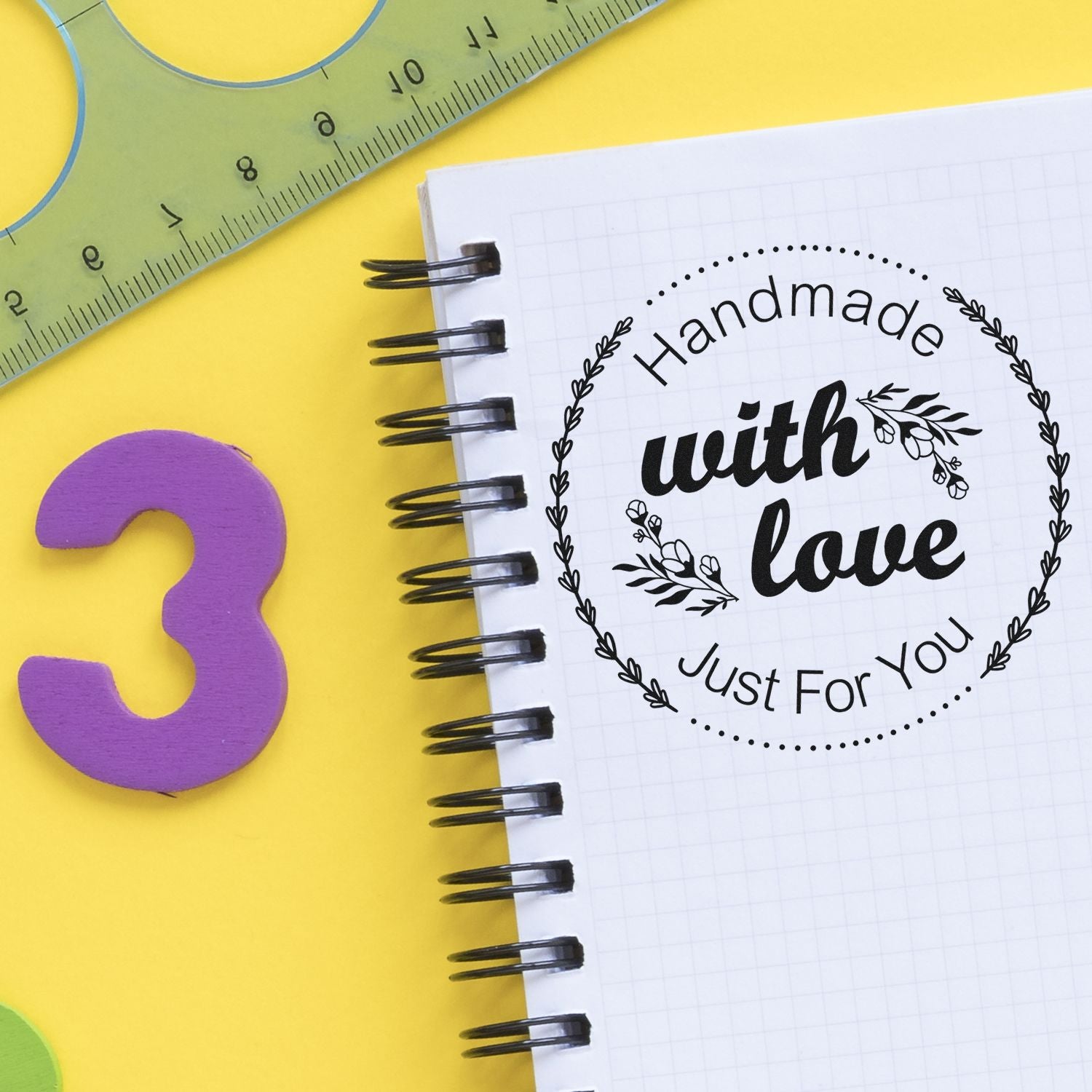 Round Heart-Centered Crafting Personalizable Handmade Stamp