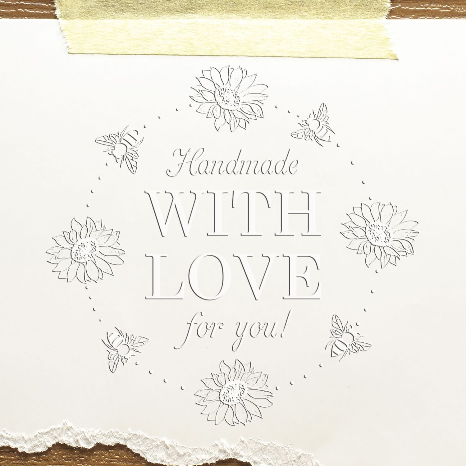 Bee-loved Blossoms Hybrid Personalized Maker Embossed Stamp - Engineer Seal Stamps