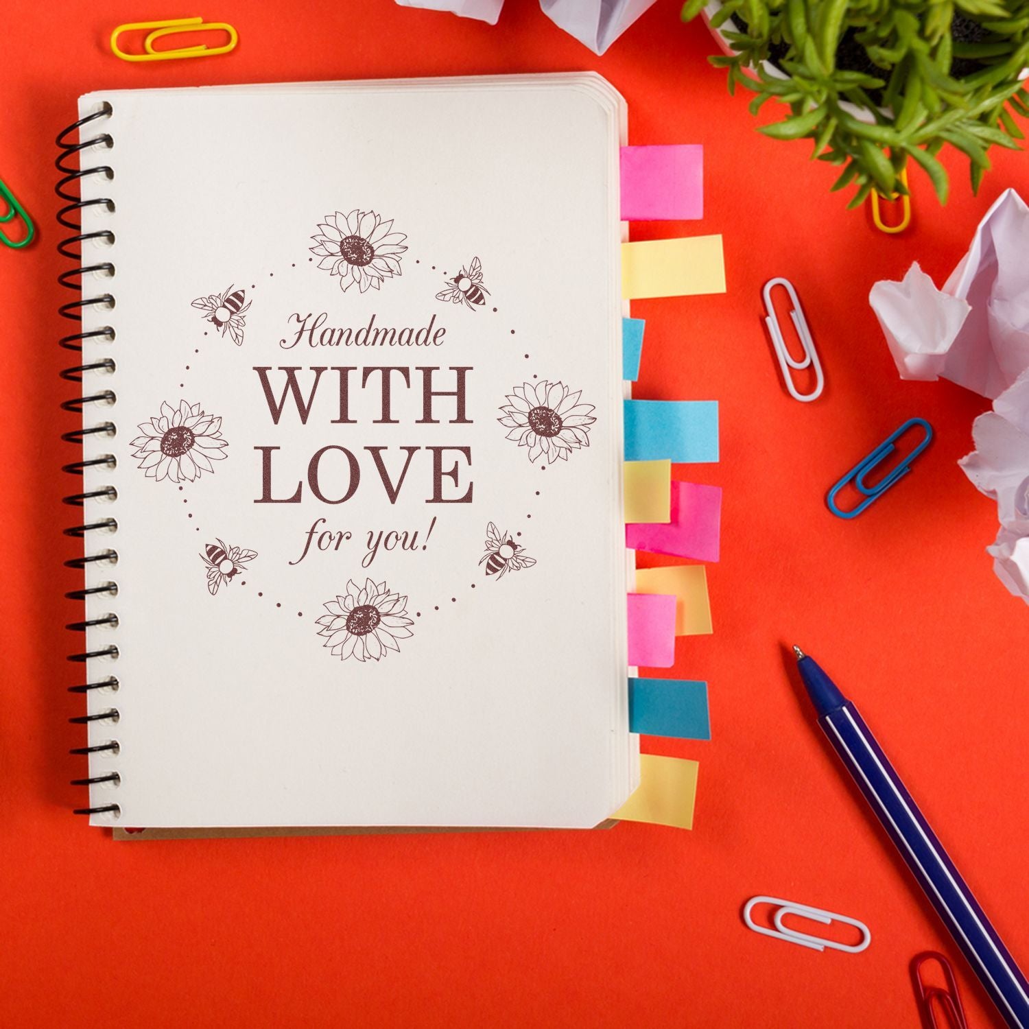 Bee-loved Blossoms Personalized Maker Stamp - Engineer Seal Stamps