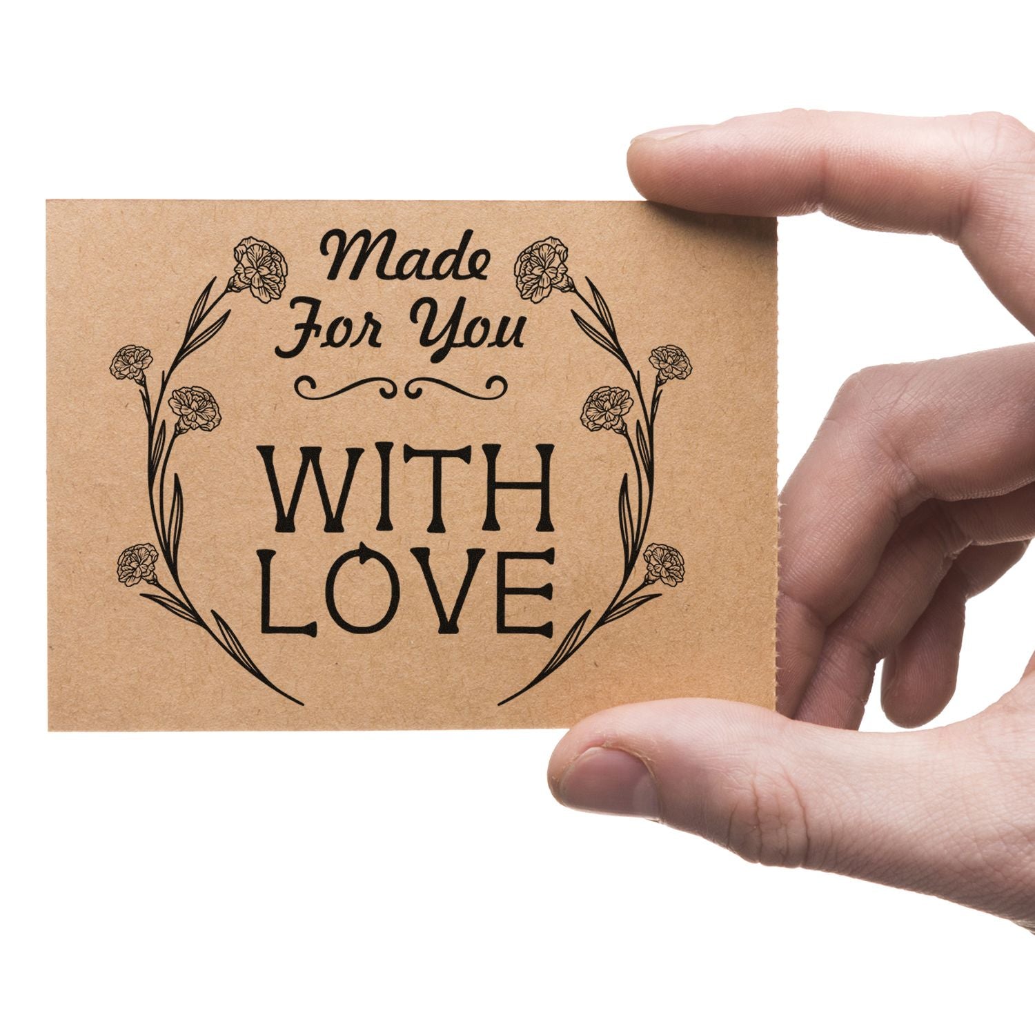 Round Floral Love Embrace Personalizable Handcrafted Stamp