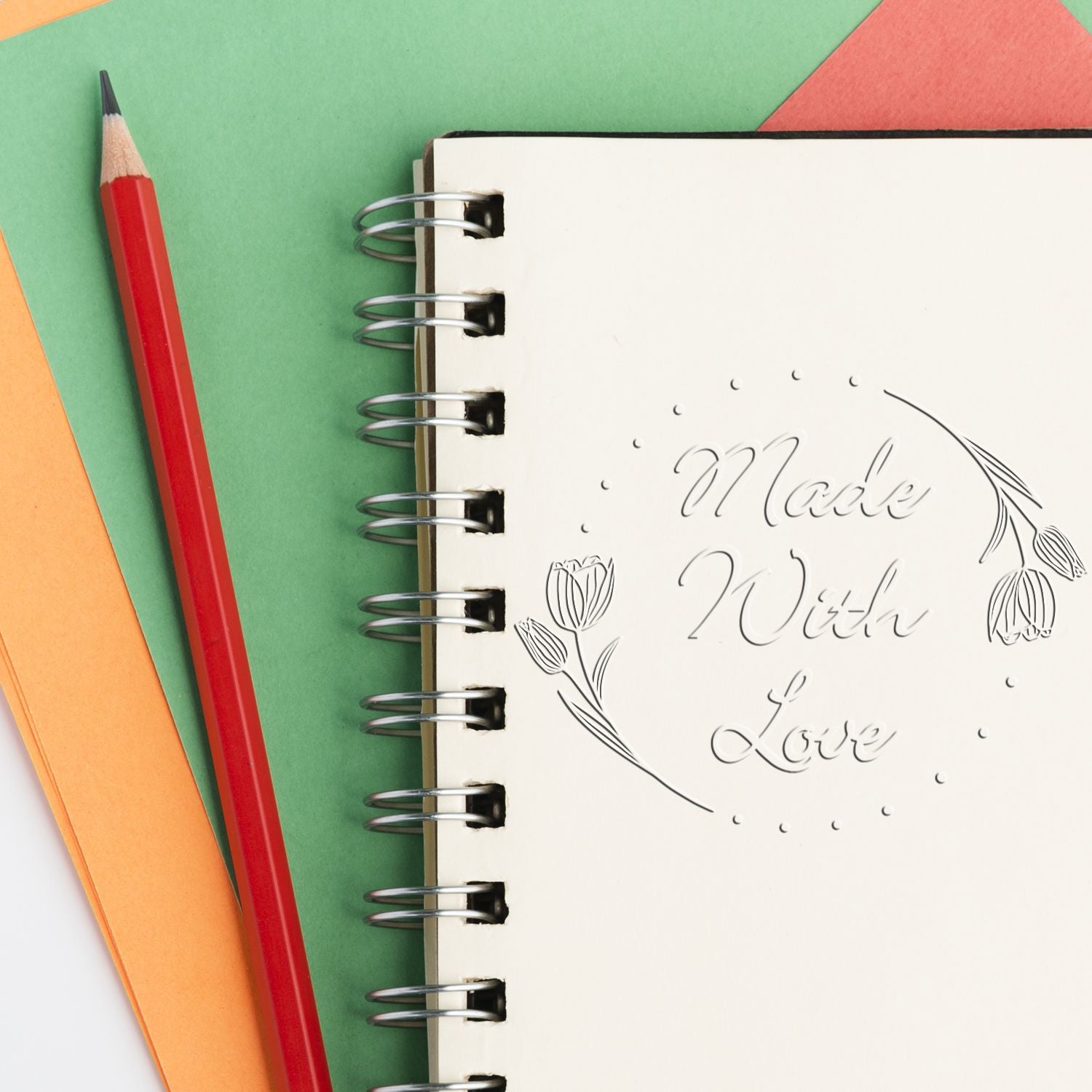 Soft Floral Love Seal Customizable Handcrafted Embossed Stamp