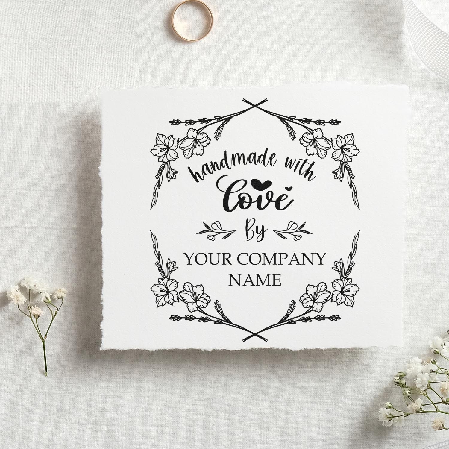 Floral Love Creations Customizable Handmade Rubber Stamp