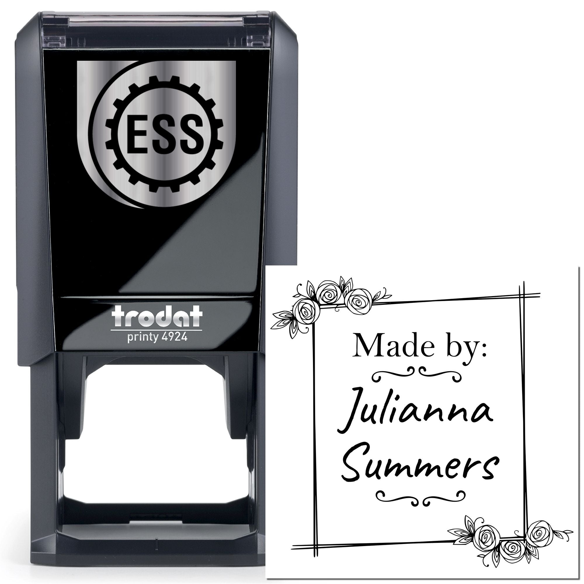 Floral Signature Custom-Made Maker Rubber Stamp - Engineer Seal Stamps