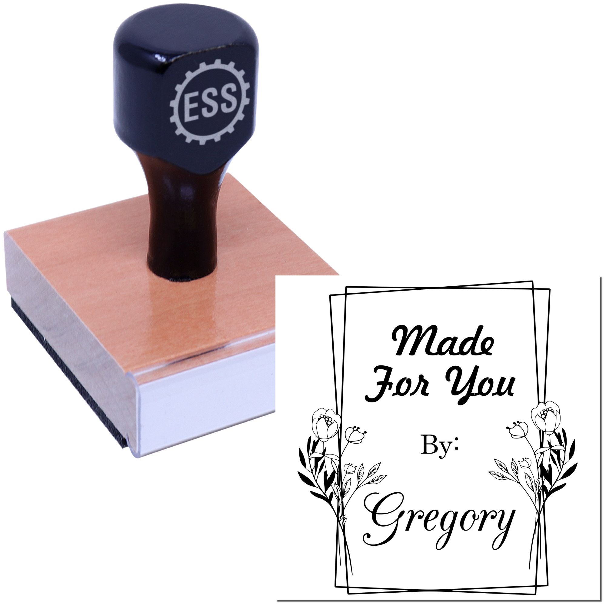 Floral Touch Customizable Maker Rubber Stamp - Engineer Seal Stamps