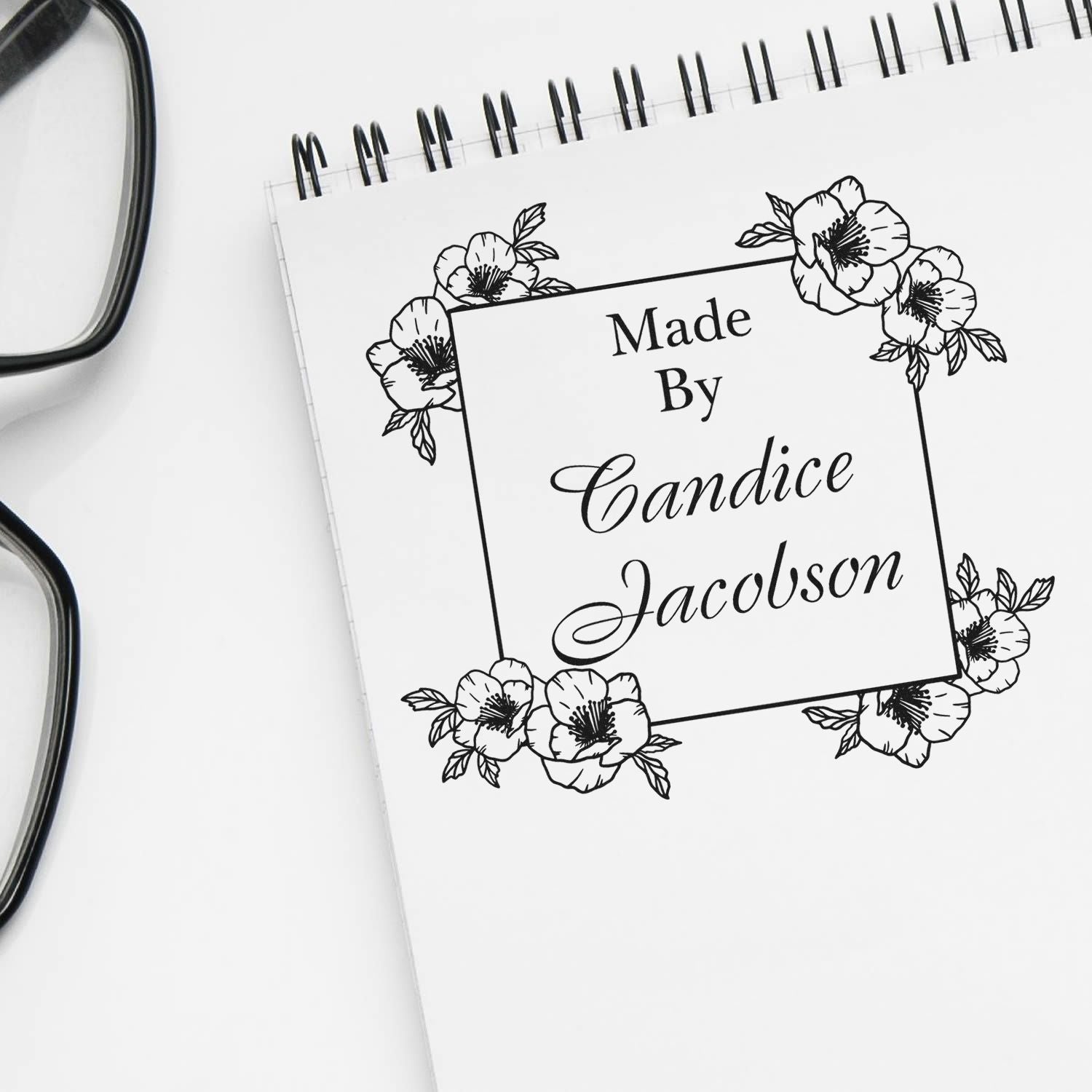 Floral Signature Stamp Custom Stamp - Engineer Seal Stamps