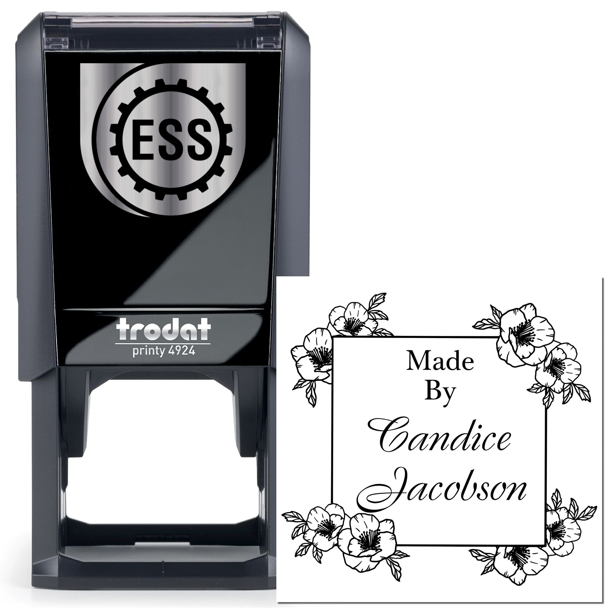 Floral Signature Stamp Customized Rubber Stamp - Engineer Seal Stamps