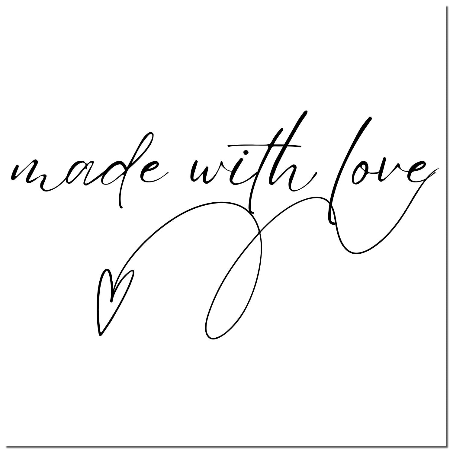 Black handwritten made with love stamp seal with heart on white background
