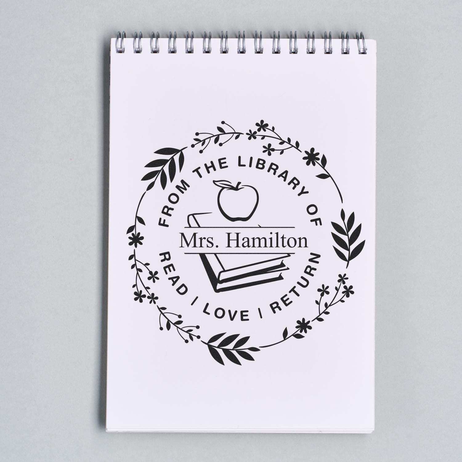 Ornate Library Customized Teacher Signature For Books Stamp