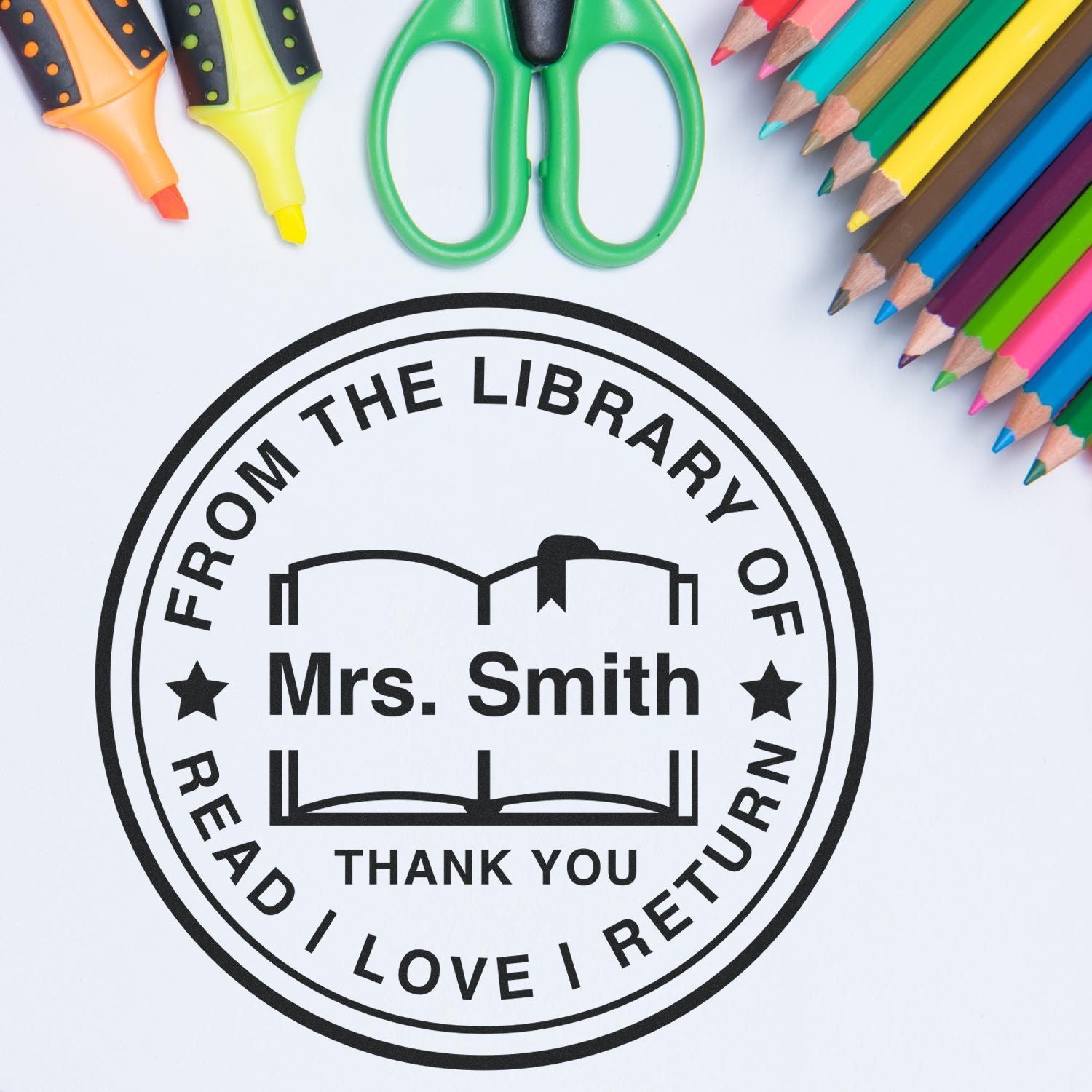 Modern PSI Pre-Inked Personalizable Ex Libris Teacher Stamp - Engineer Seal Stamps