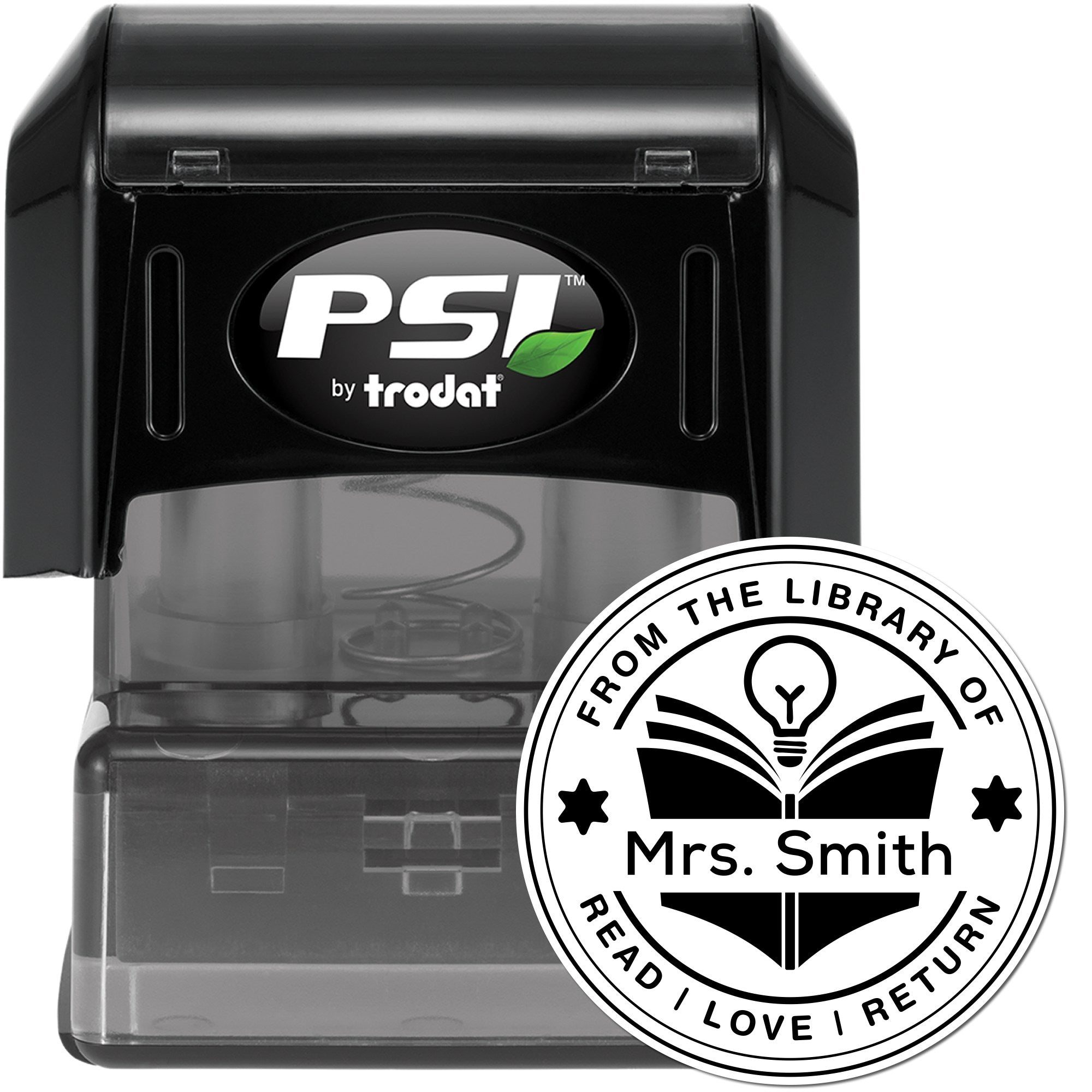 Lightbulb PSI Pre-Inked Personalizable Teacher Book Ownership Stamp - Engineer Seal Stamps