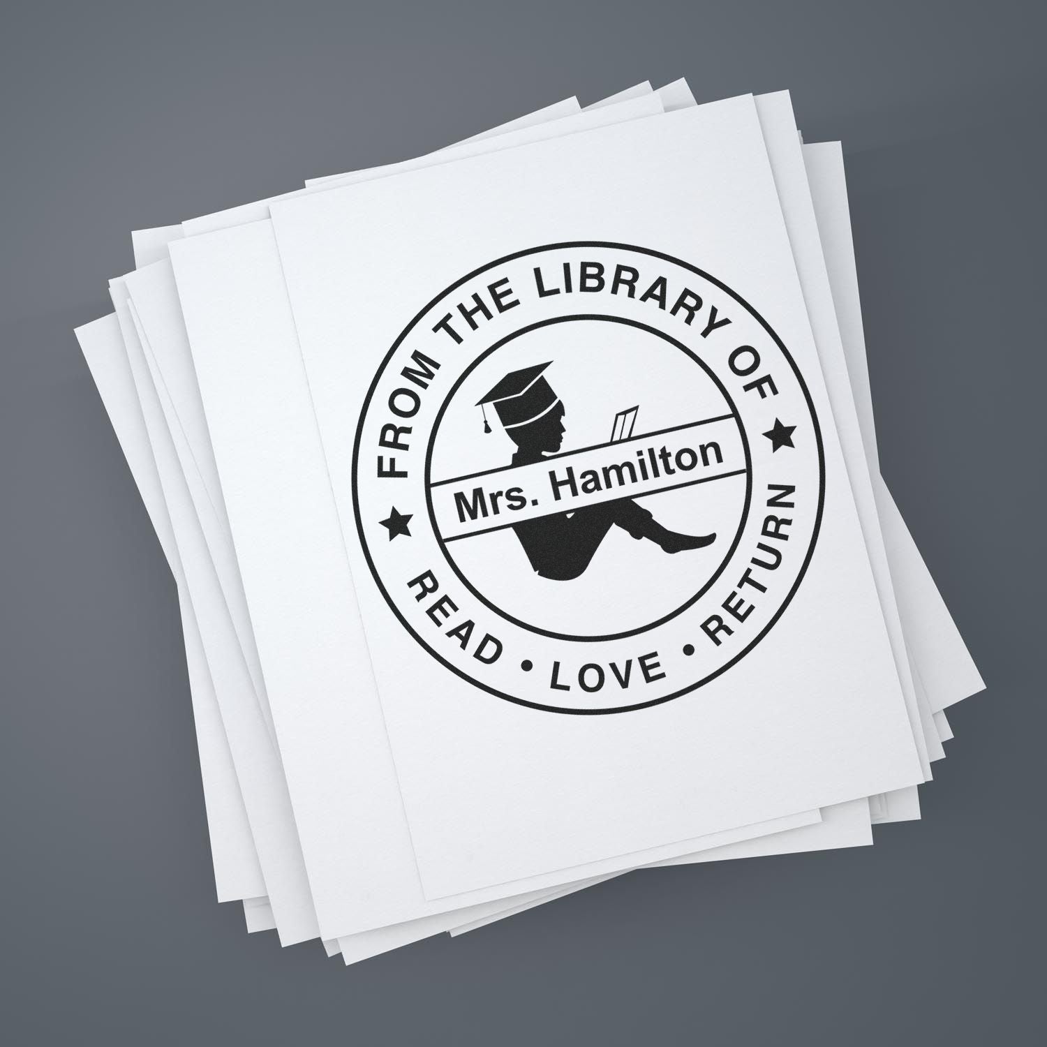 Reading Self-Inking Personalized Teacher For Book Lending Stamp - Engineer Seal Stamps