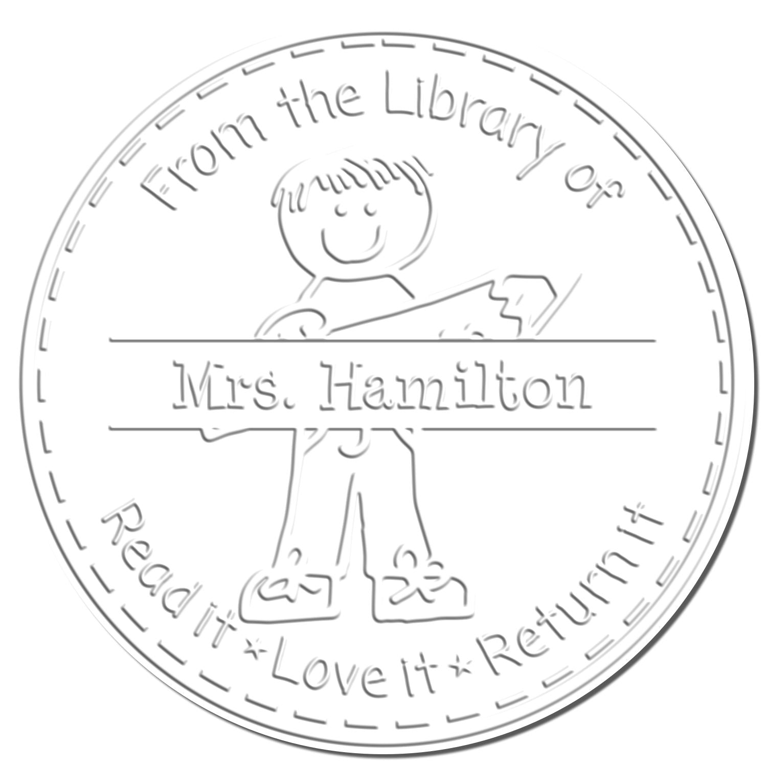 Stick Boy Soft Customized Teacher's Personal Library Embosser - Engineer Seal Stamps