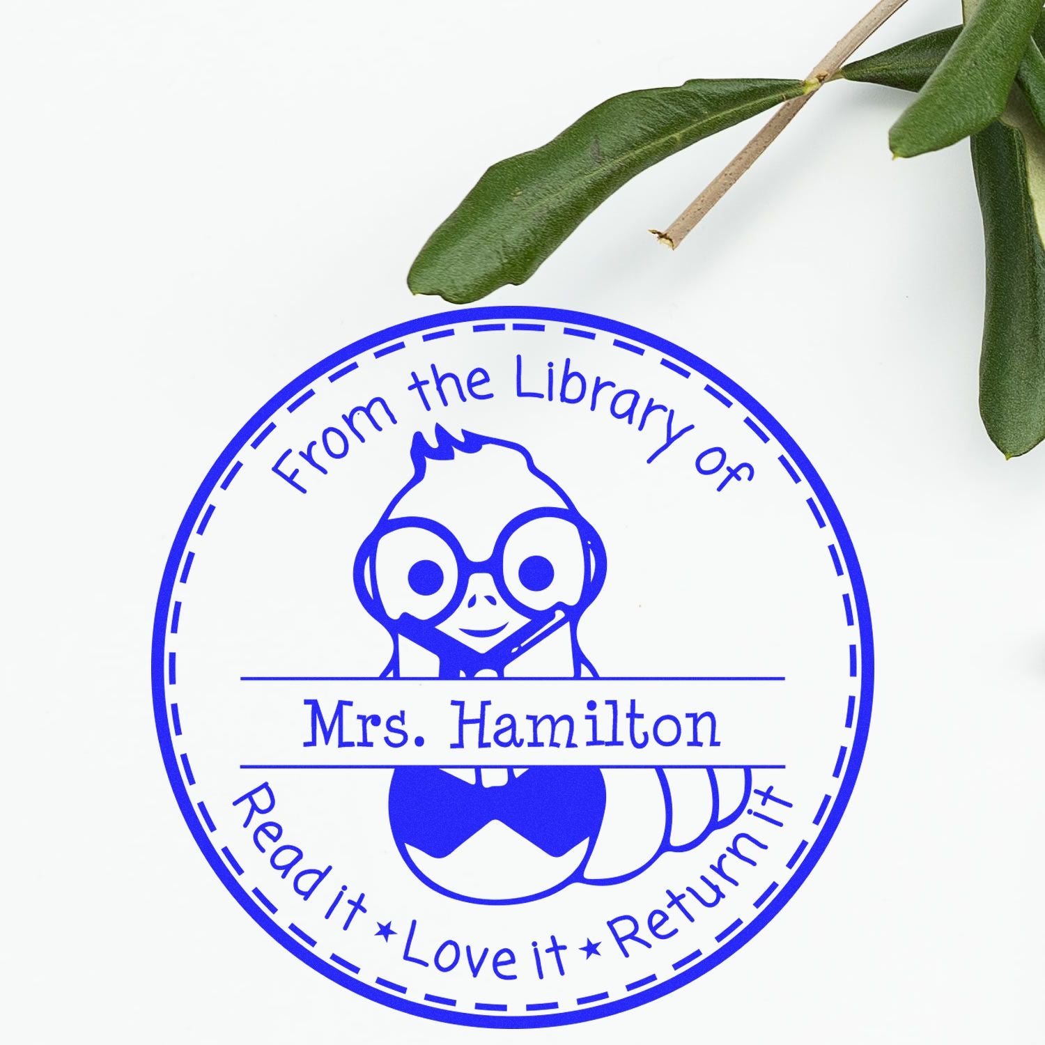 Bookworm Self-Inking Personalized Book Return For Class Stamp - Engineer Seal Stamps