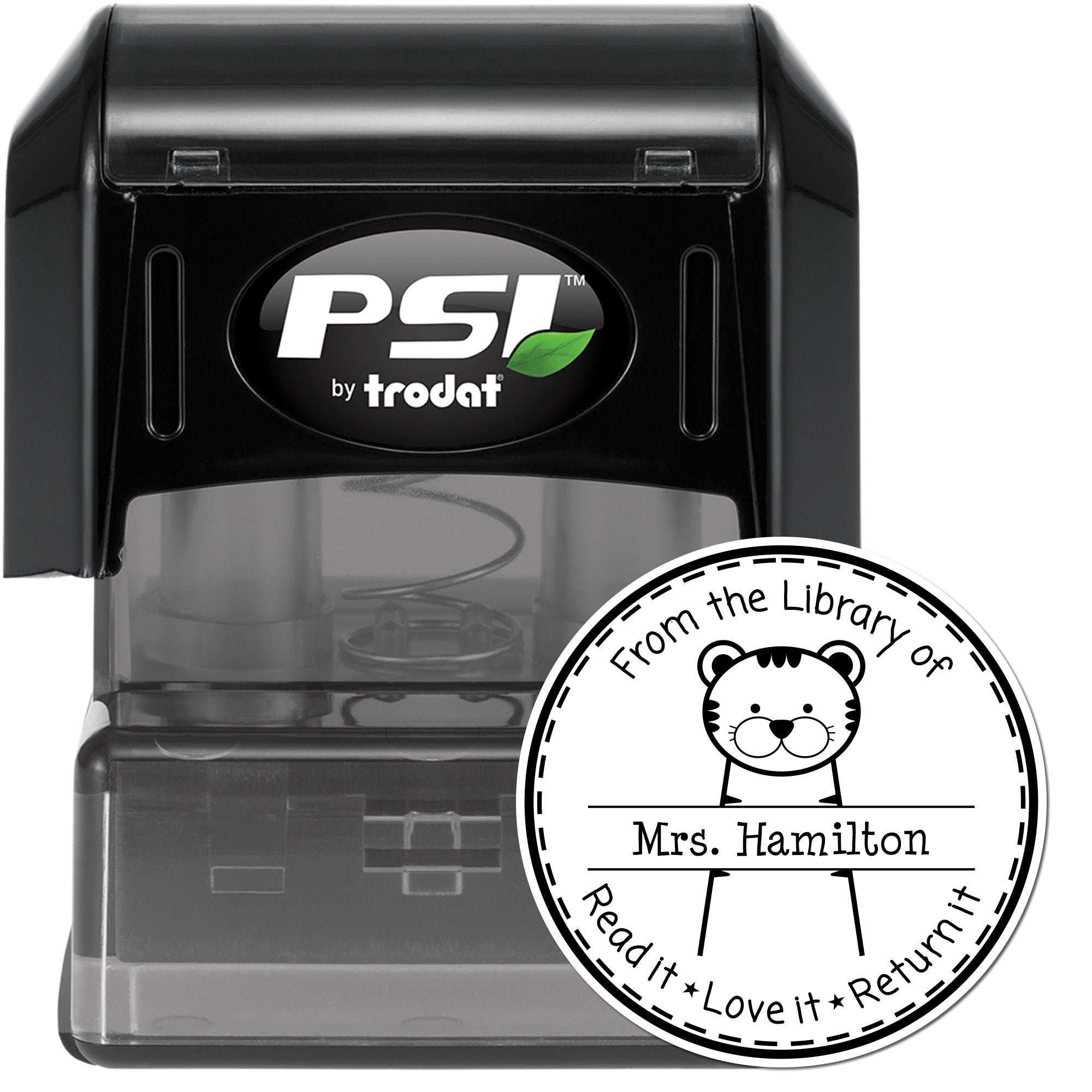 Happy Tiger PSI Pre-Inked Personalizable Teacher's Personal Collection Stamp - Engineer Seal Stamps