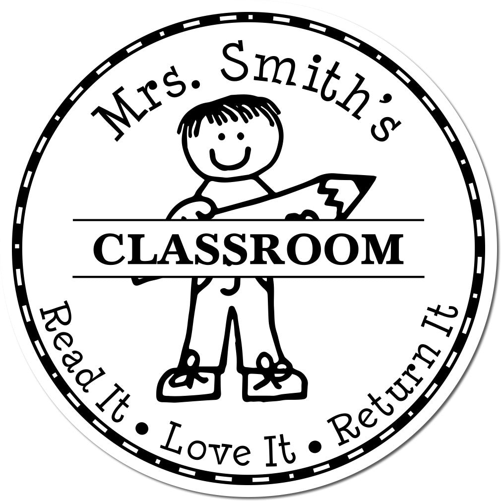 Boy Student PSI Pre-Inked Personalizable Teacher For Organizing Books Stamp - Engineer Seal Stamps