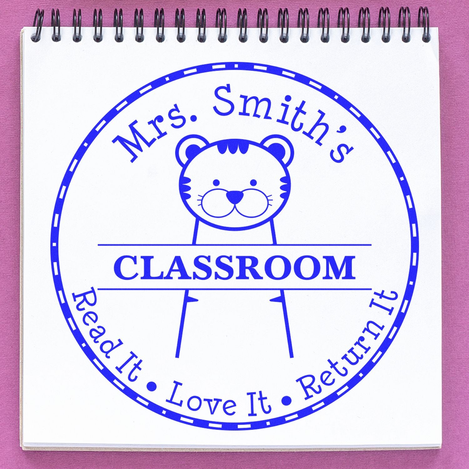 Pre-Inked Smiling Tiger Read It Love It Return It Stamp - Engineer Seal Stamps