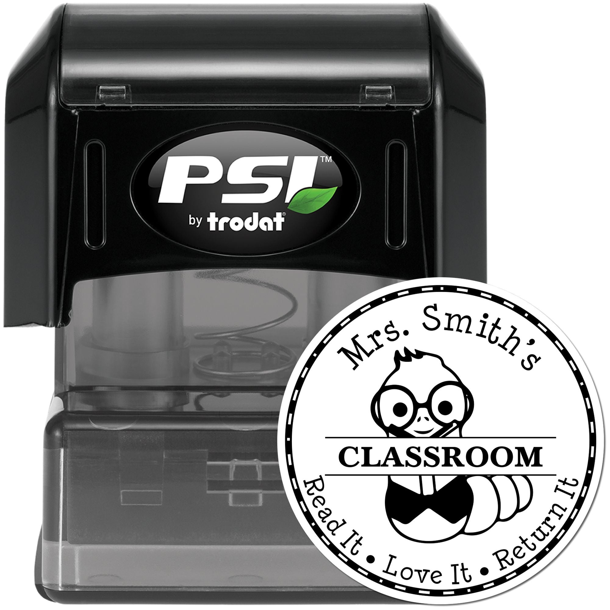 Mister Worm PSI Pre-Inked Personalizable Teacher Book Marking Stamp - Engineer Seal Stamps