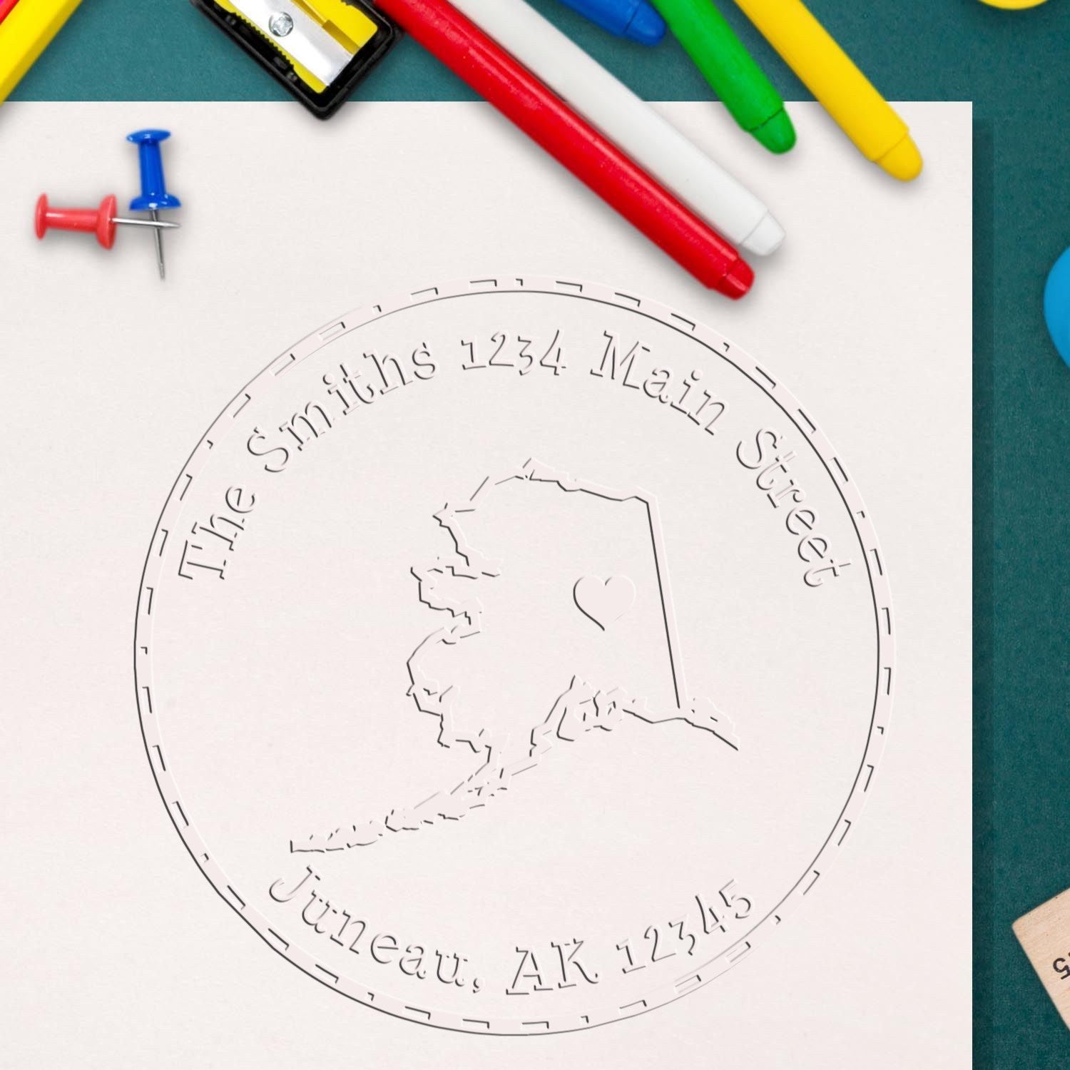 Soft AK State Love Customized Address Stamp Embosser
