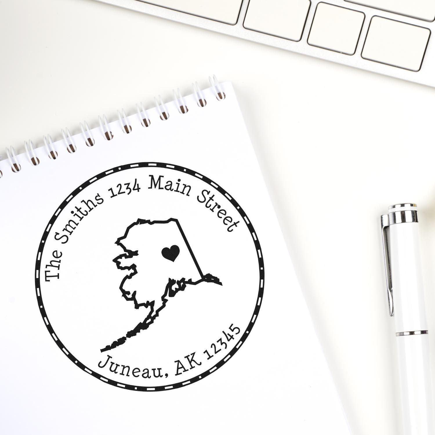 PSI Pre-Inked Round Alaska State Luv Address Stamp - Engineer Seal Stamps