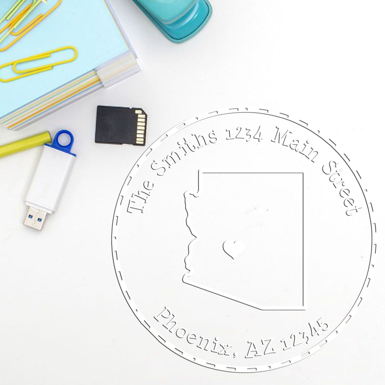 Soft AZ State Love Customized Address Seal Stamp Embosser
