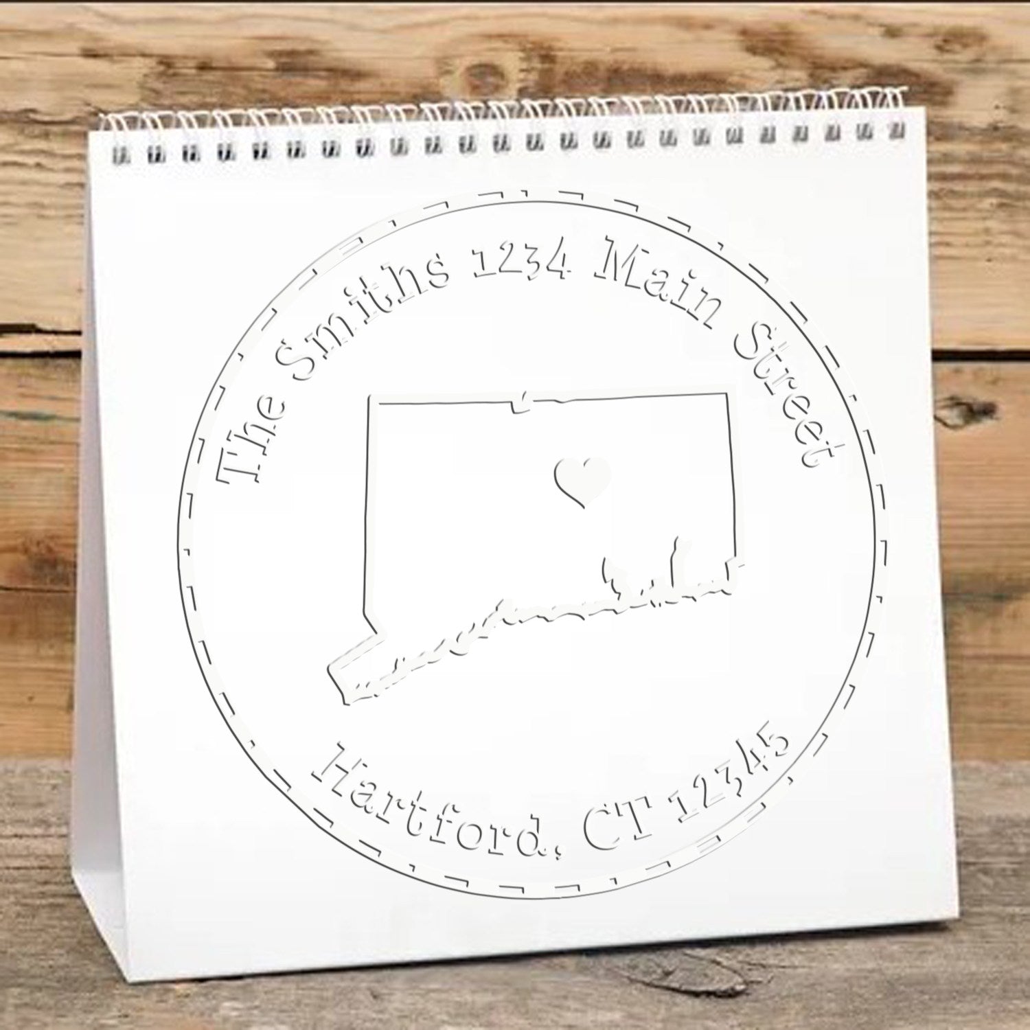 Soft CT State Love Customized Address Embossing Stamp