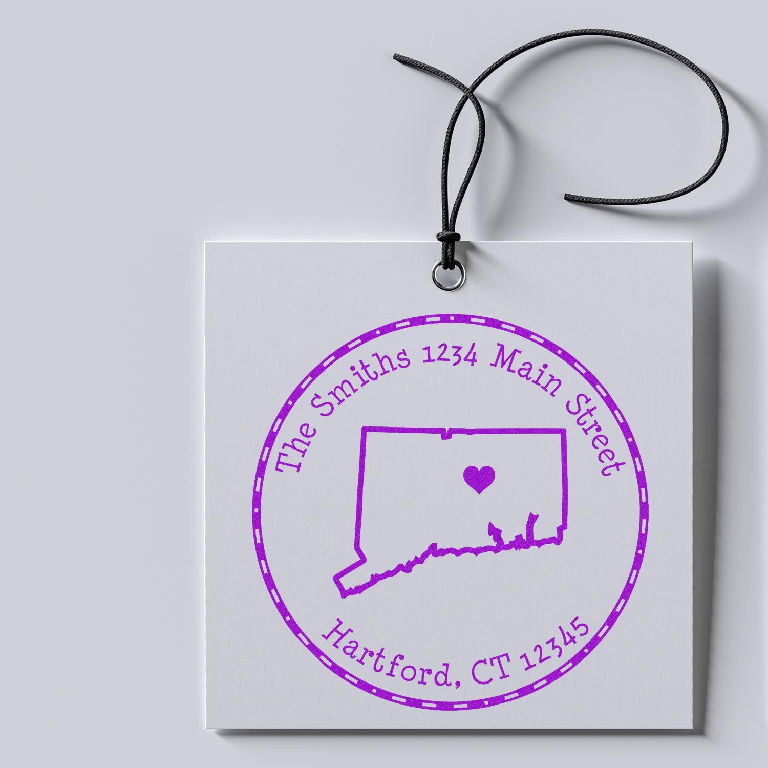 Wood Handle Round Connecticut State Luv Address Stamp - Engineer Seal Stamps