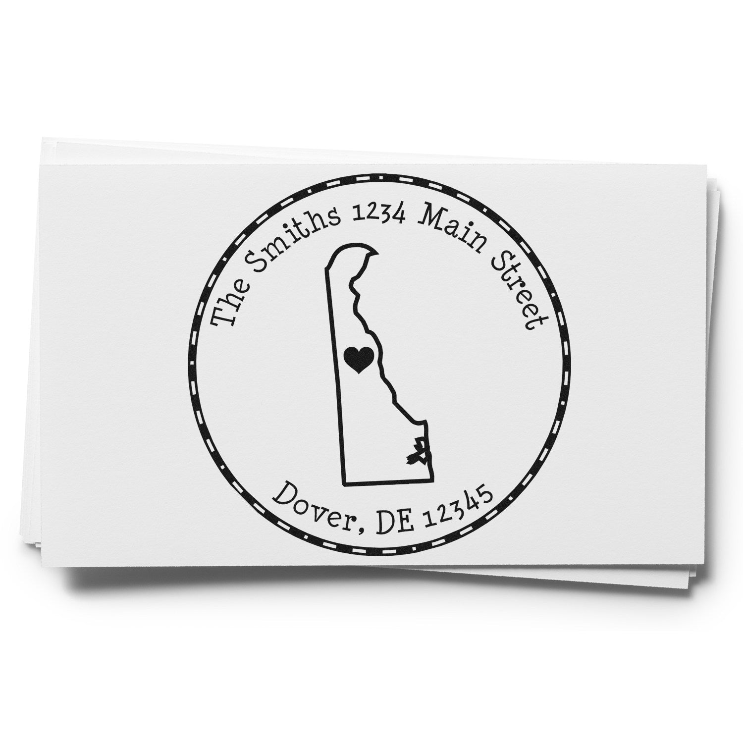 Slim Round Delaware State Luv Address Stamp - Engineer Seal Stamps