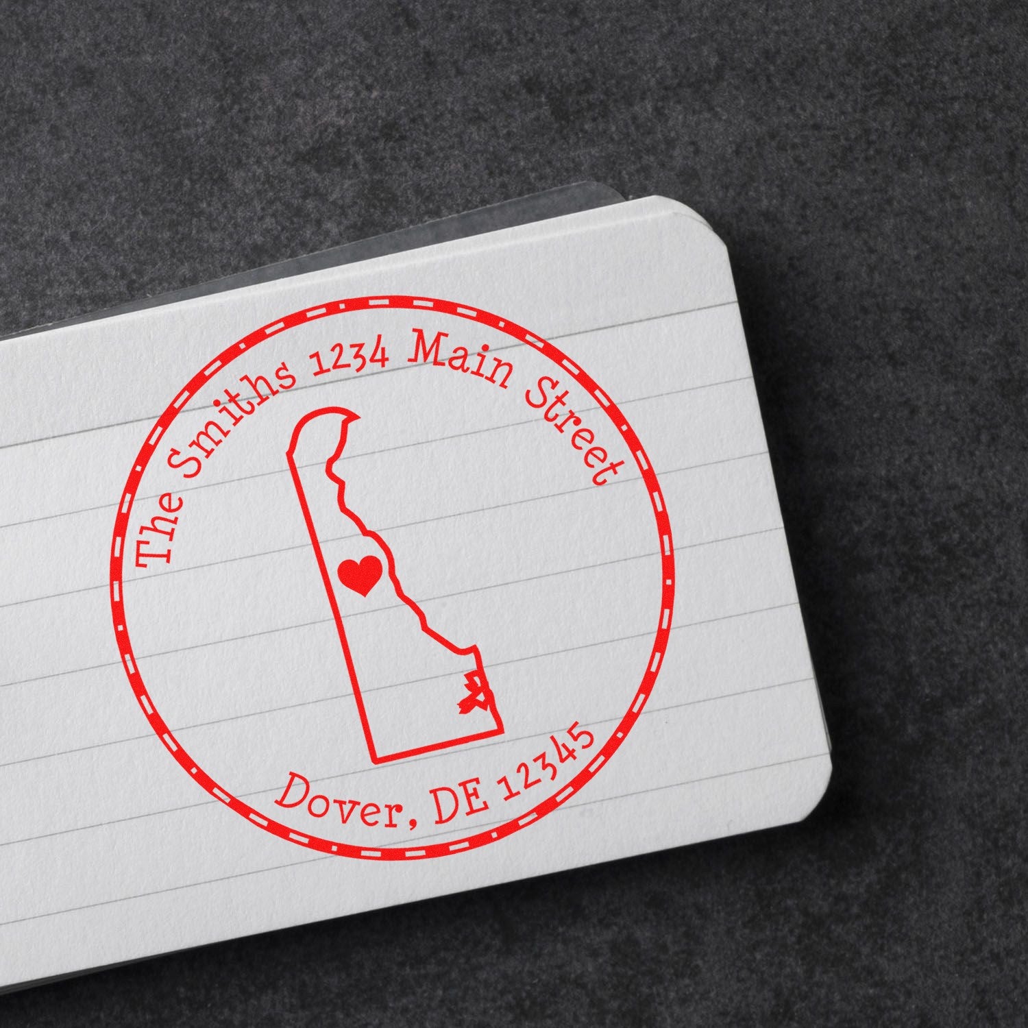 PSI Pre-Inked Round Delaware State Luv Address Stamp - Engineer Seal Stamps