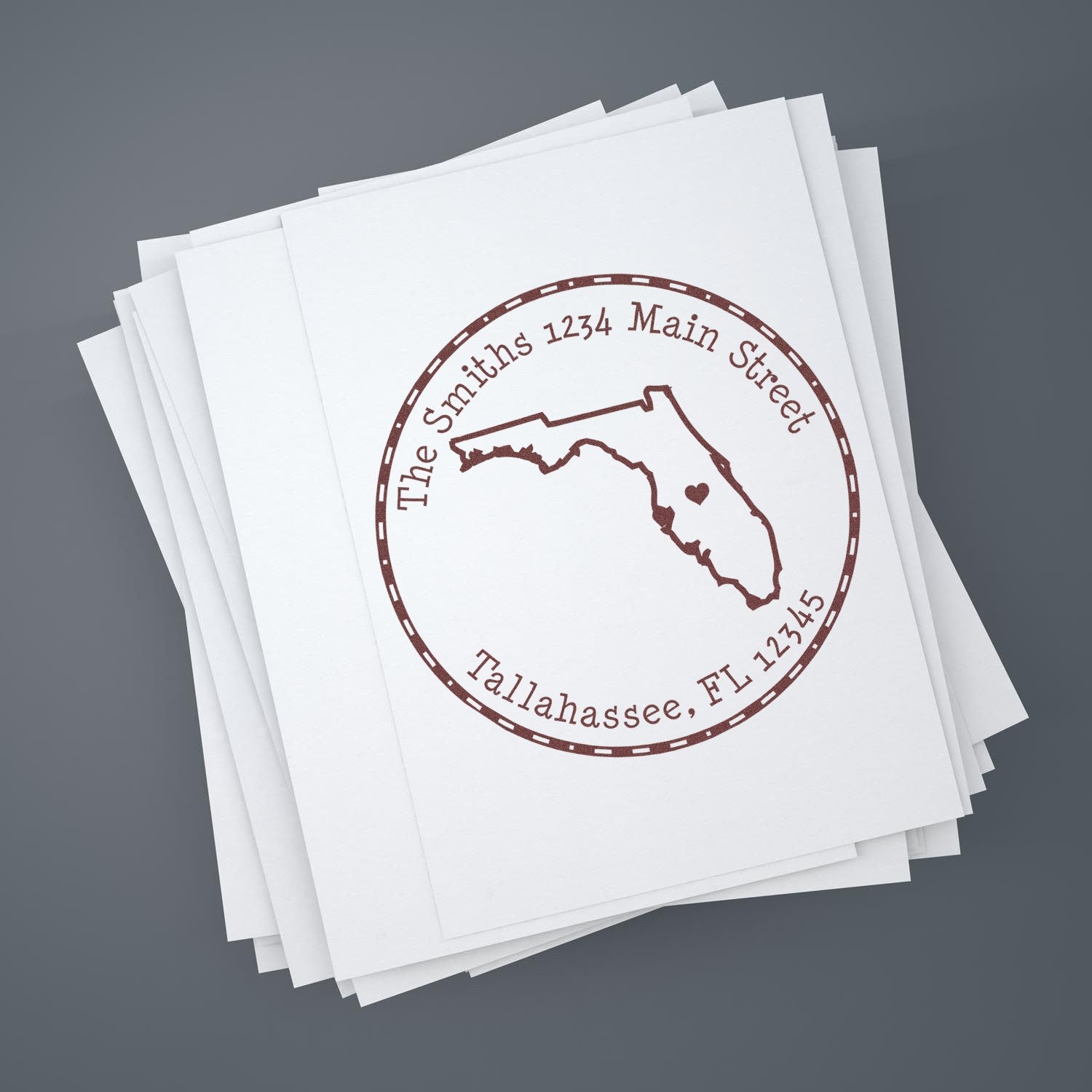 Slim Round Florida State Luv Address Stamp - Engineer Seal Stamps