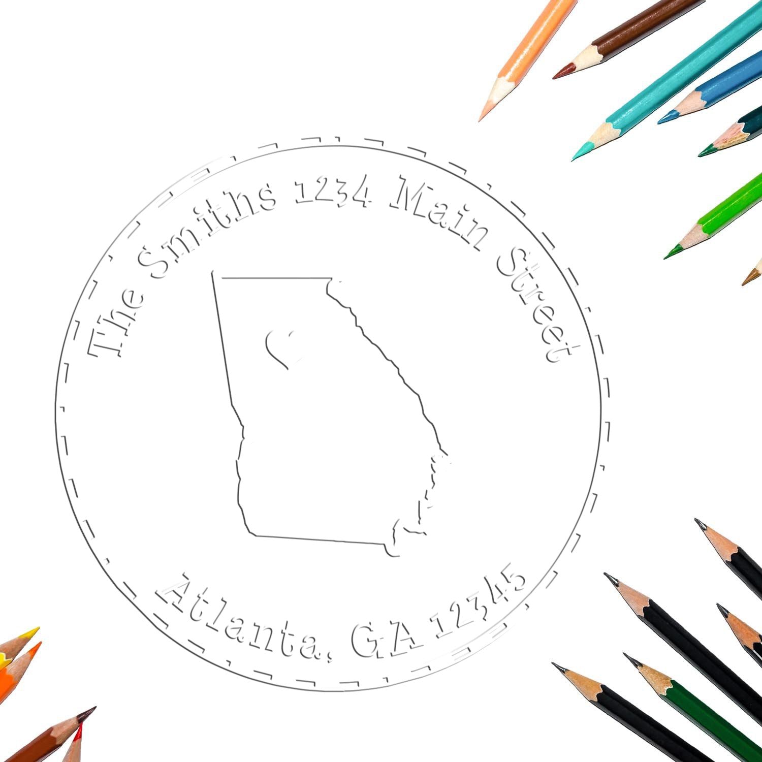 Soft GA State Love Customized Address Seal Stamp - Engineer Seal Stamps