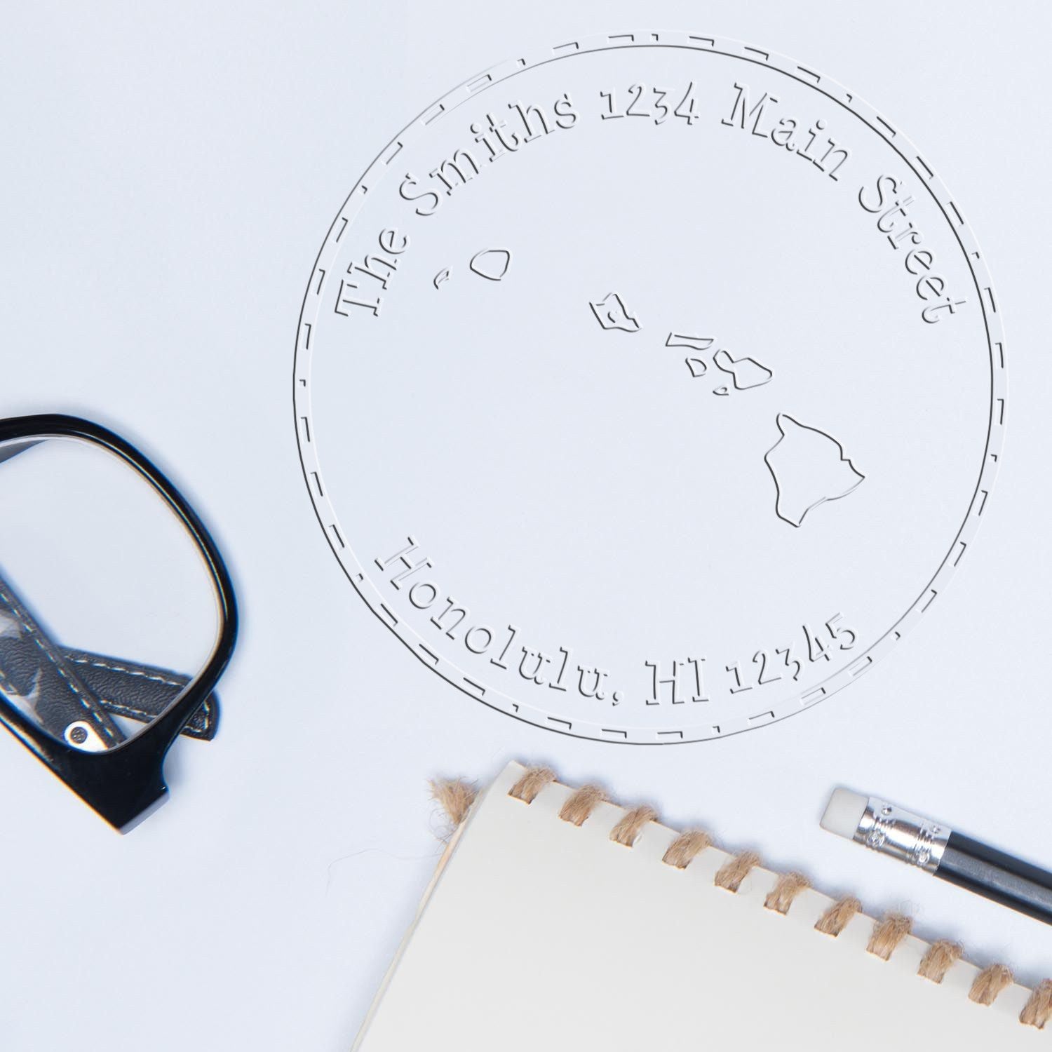 Soft HI State Love Customized Home Address Embosser