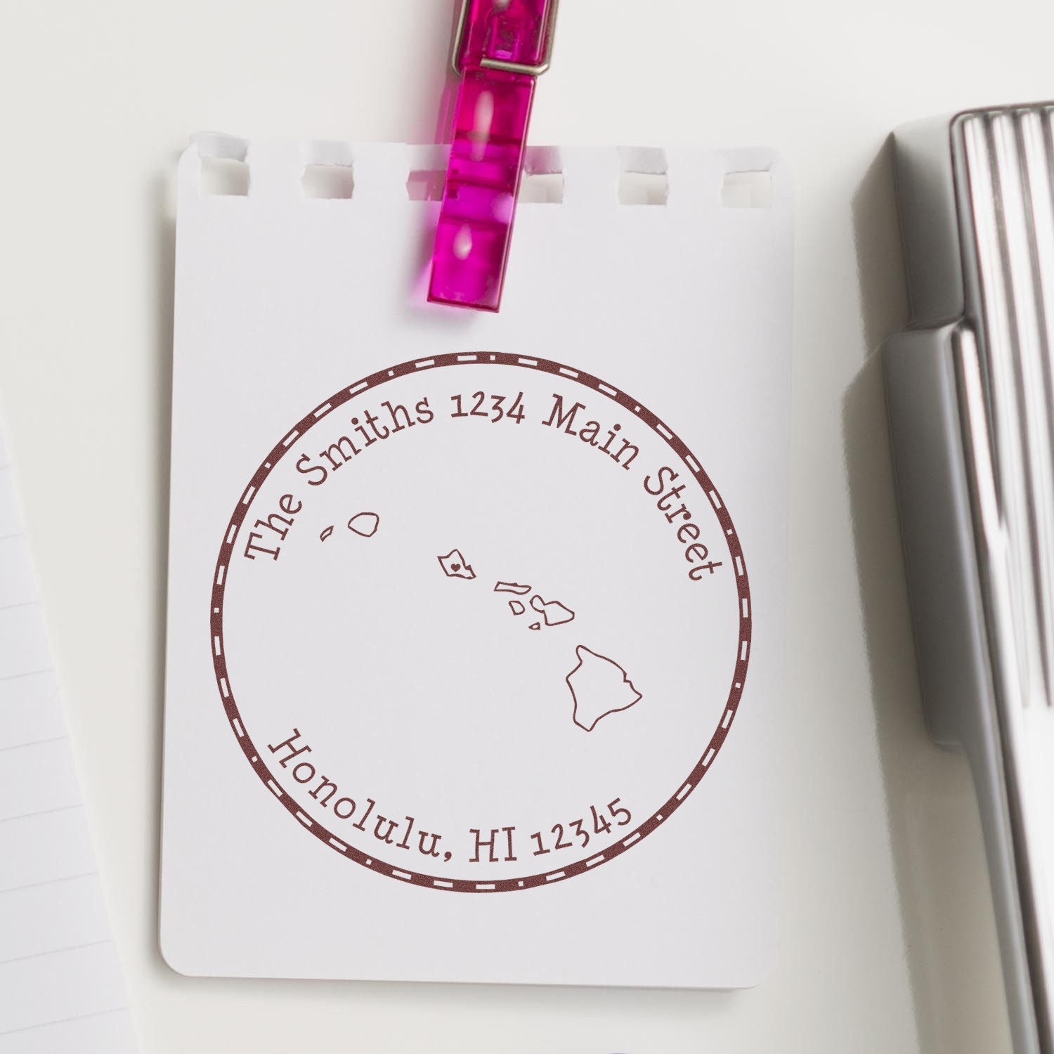Self-Inking Round Hawaii State Luv Address Stamp - Engineer Seal Stamps