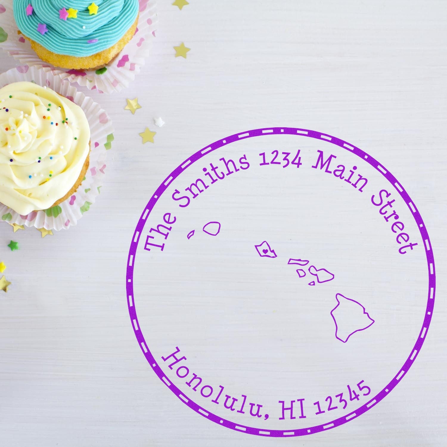 Self-Inking Round Hawaii State Luv Address Stamp - Engineer Seal Stamps