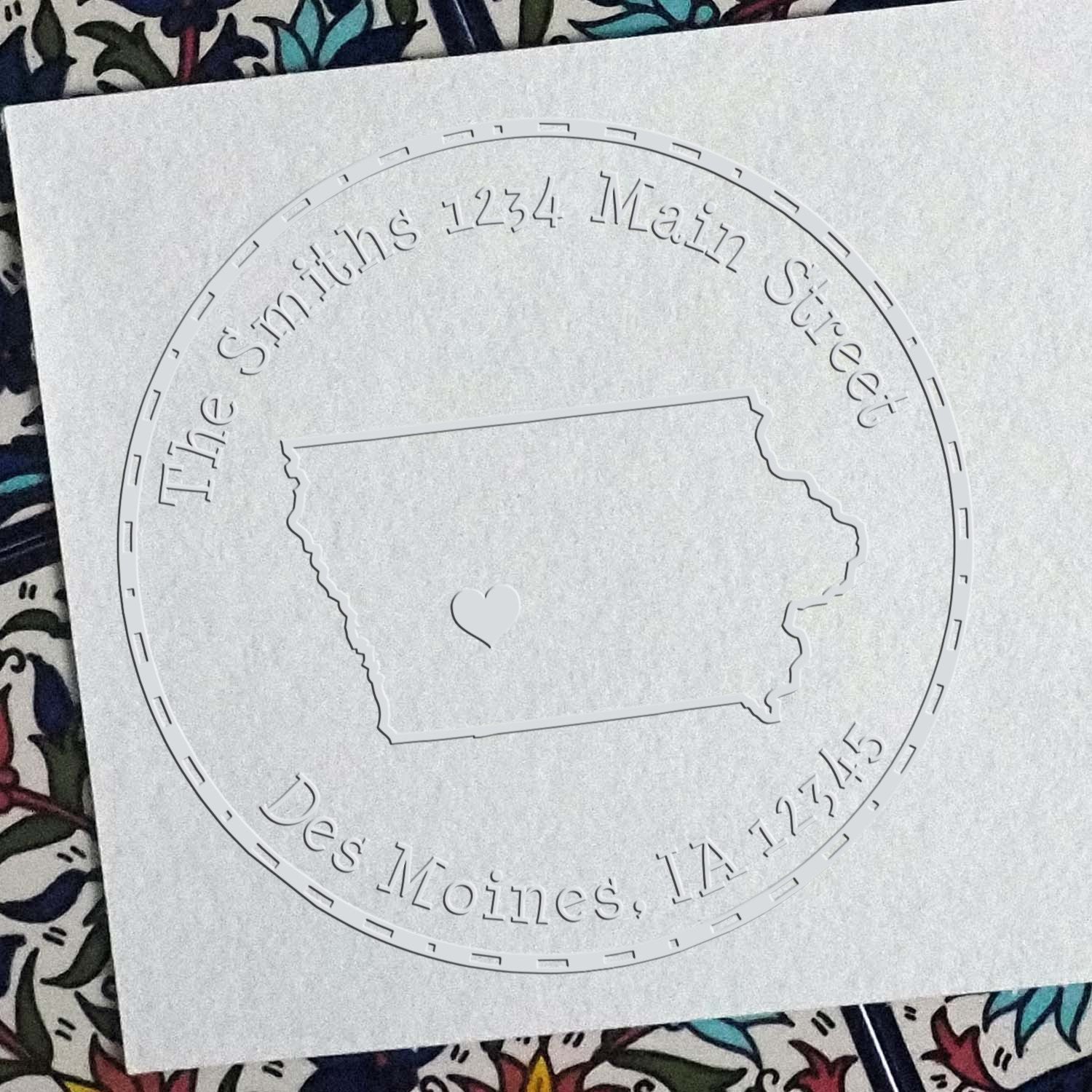 Soft IA State Love Customized Home Address Seal Stamp Embosser