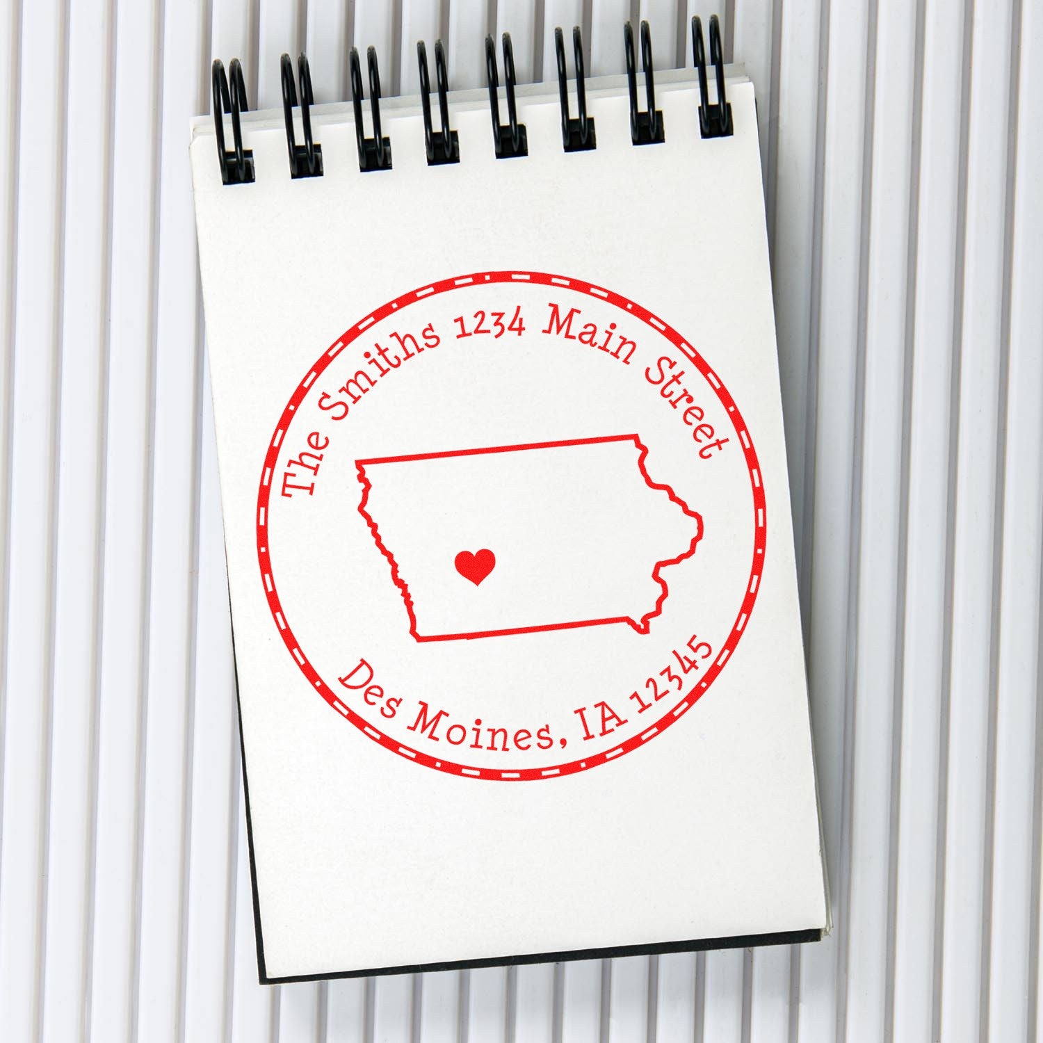 Wood Handle Round Iowa State Luv Address Stamp - Engineer Seal Stamps
