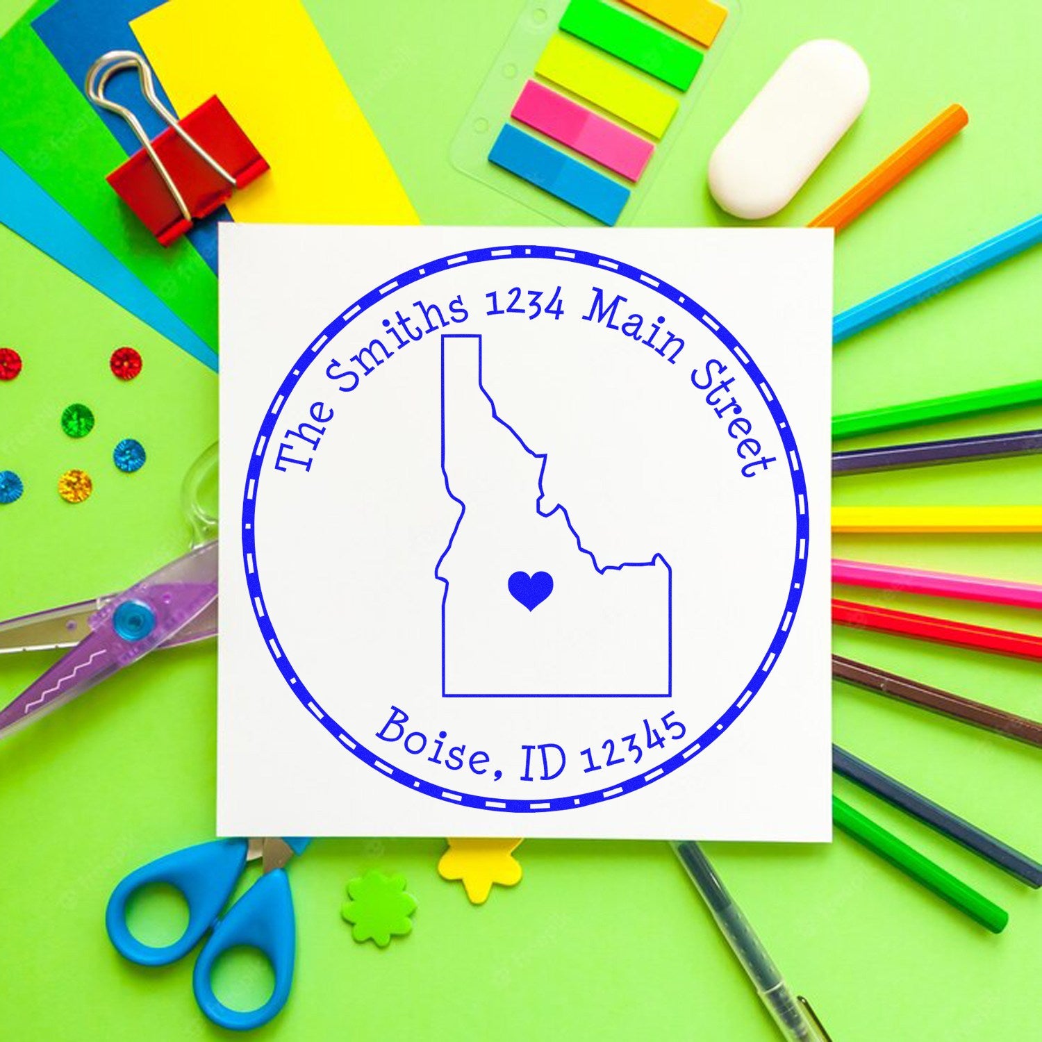 Self-Inking Round Idaho State Luv Address Stamp - Engineer Seal Stamps