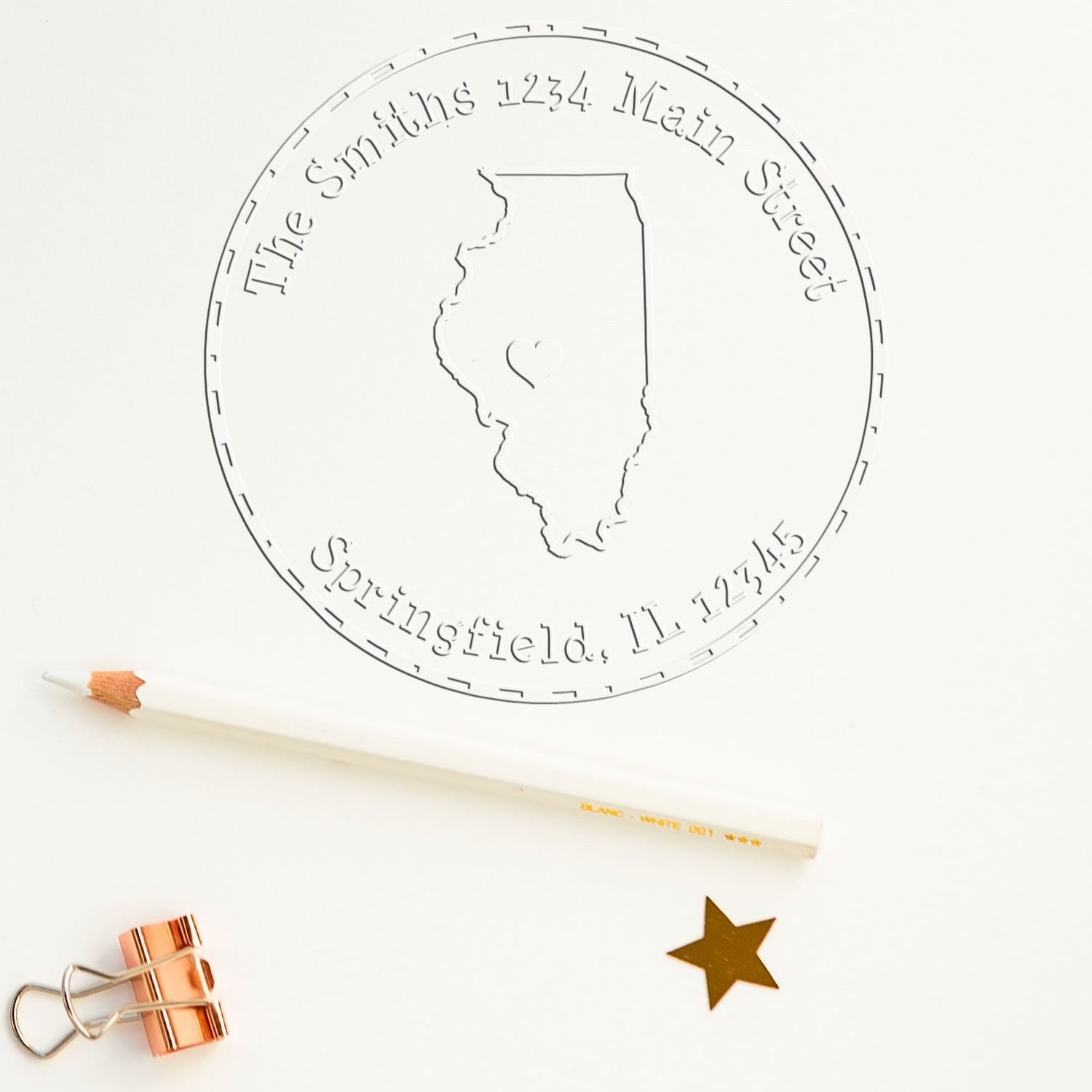 Soft IL State Love Customized Home Address Seal Embosser
