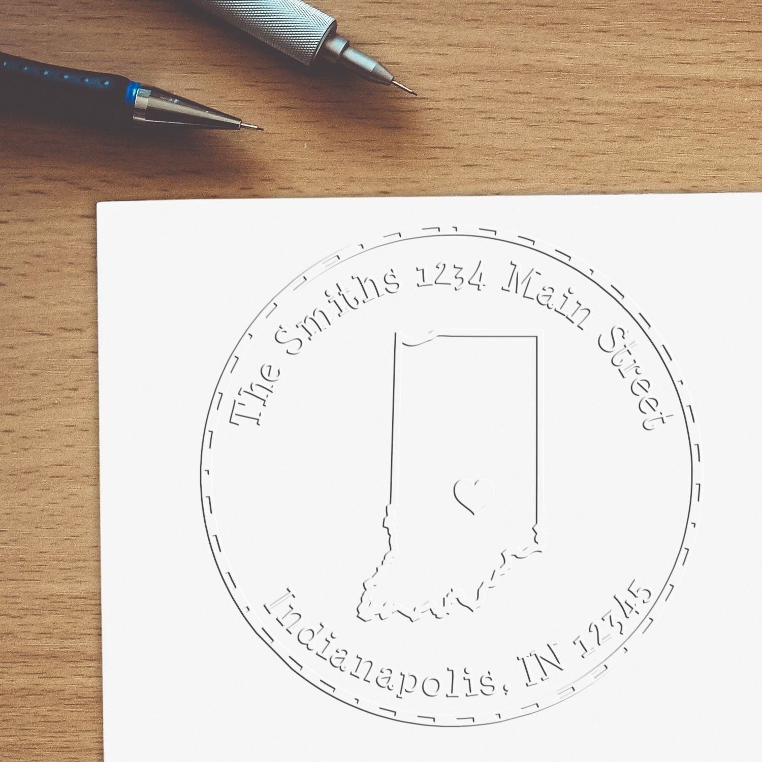 Soft IN State Love Customized Home Address Stamp Embosser - Engineer Seal Stamps