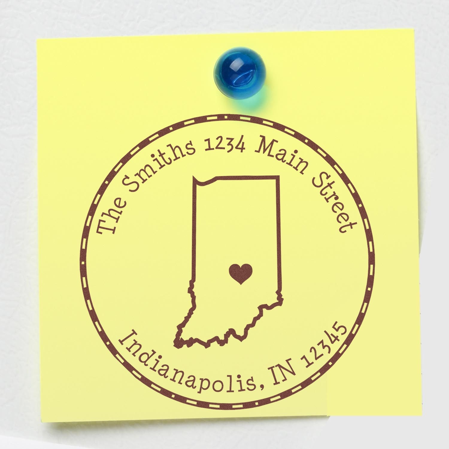 Wood Handle Round Indiana State Luv Address Stamp - Engineer Seal Stamps