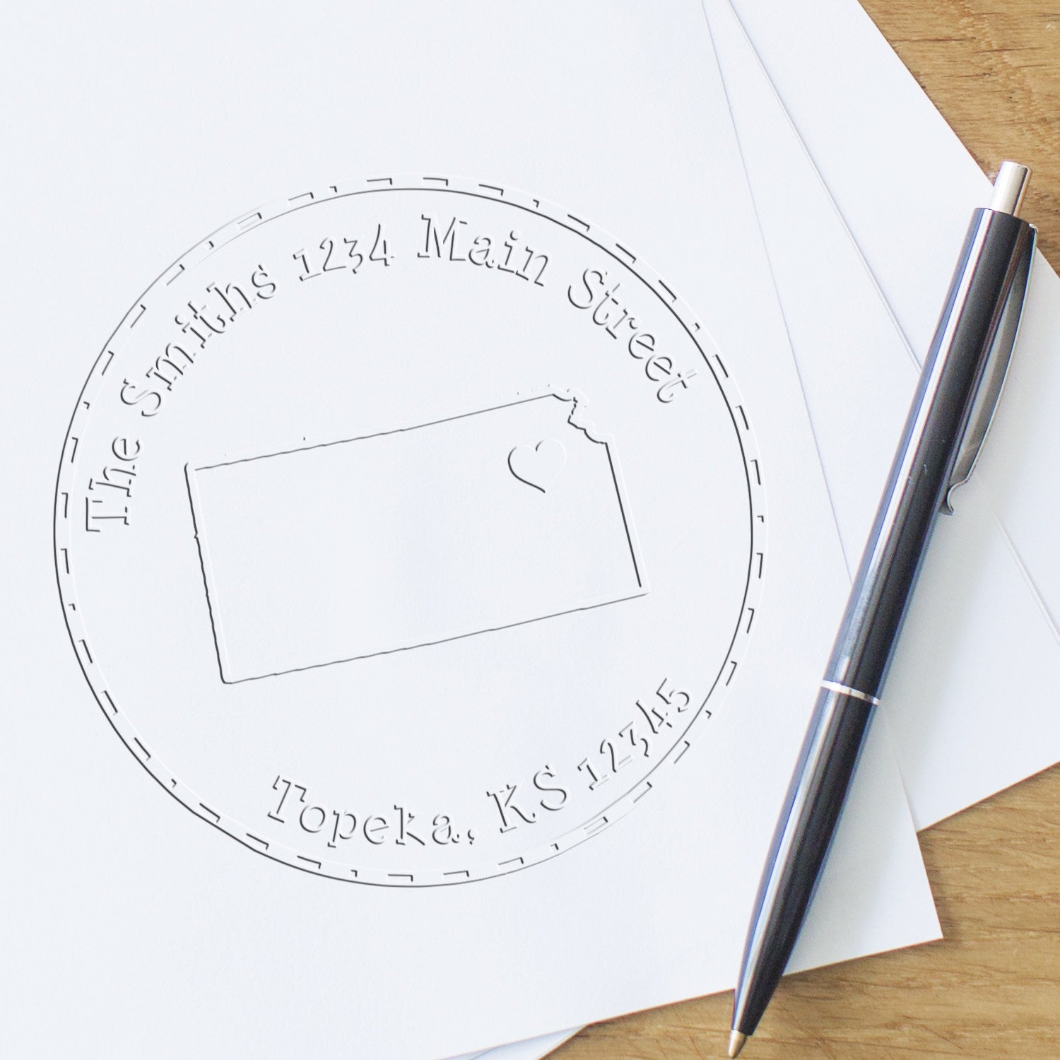 Soft KS State Love Customized Home Address Embossed Seal