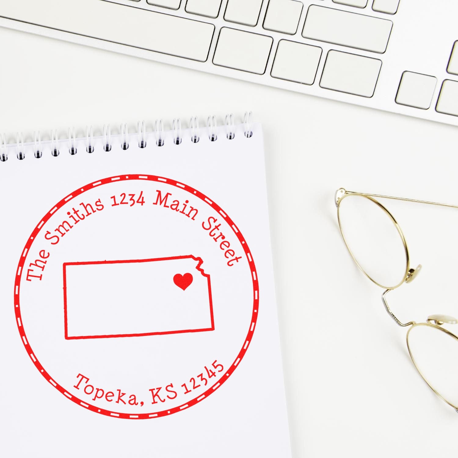 Self-Inking Round Kansas State Luv Address Stamp - Engineer Seal Stamps