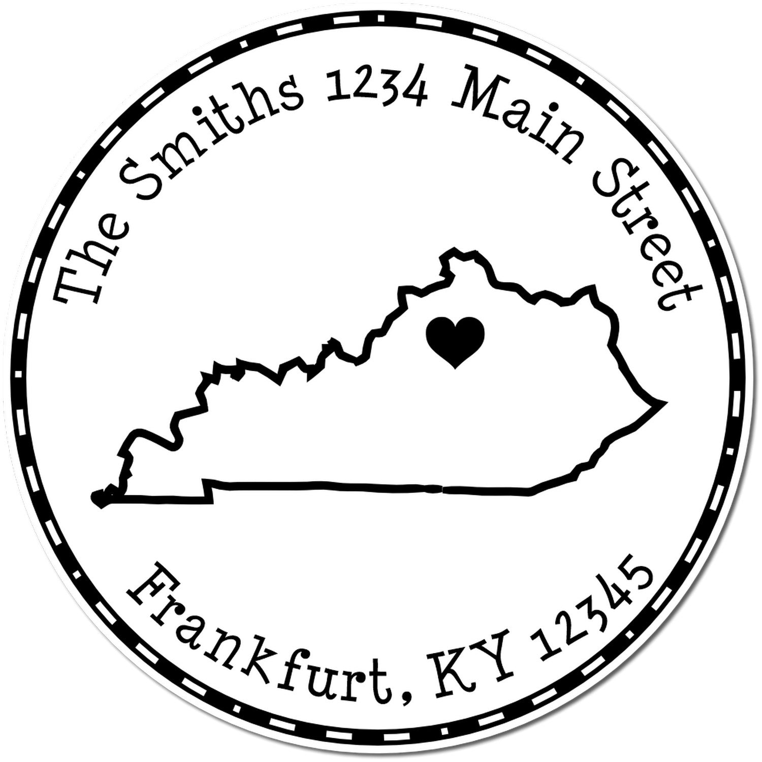 PSI Pre-Inked Round Kentucky State Luv Address Stamp - Engineer Seal Stamps