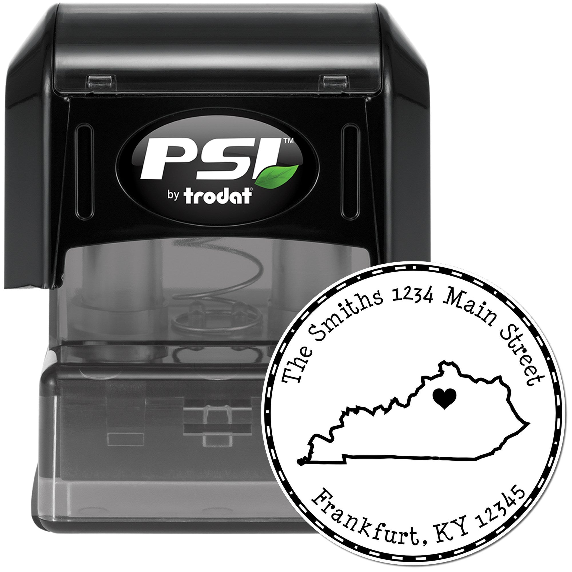 PSI Pre-Inked Round Kentucky State Luv Address Stamp - Engineer Seal Stamps