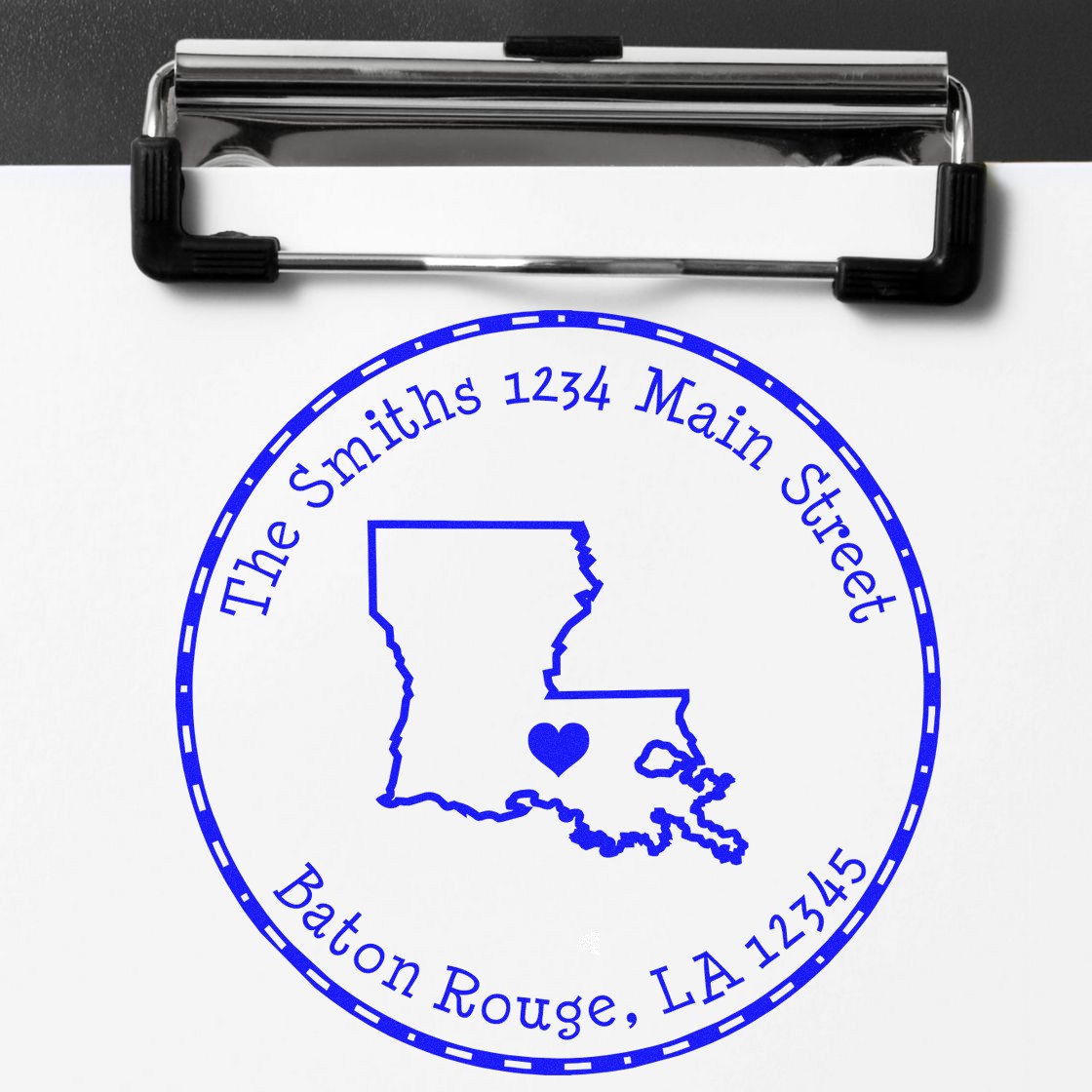 Wood Handle Round Louisiana State Luv Address Stamp - Engineer Seal Stamps