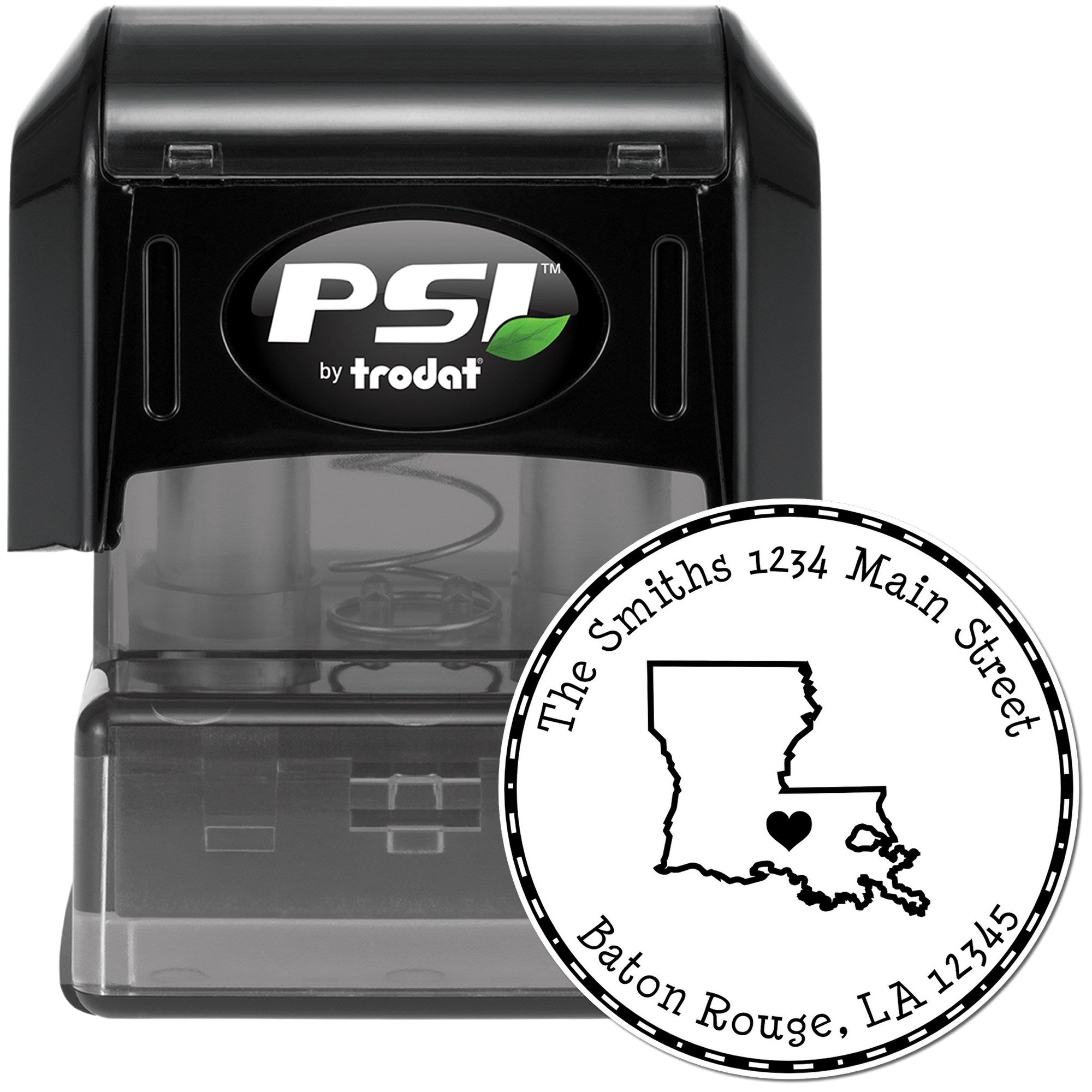 PSI Pre-Inked Round Louisiana State Luv Address Stamp - Engineer Seal Stamps