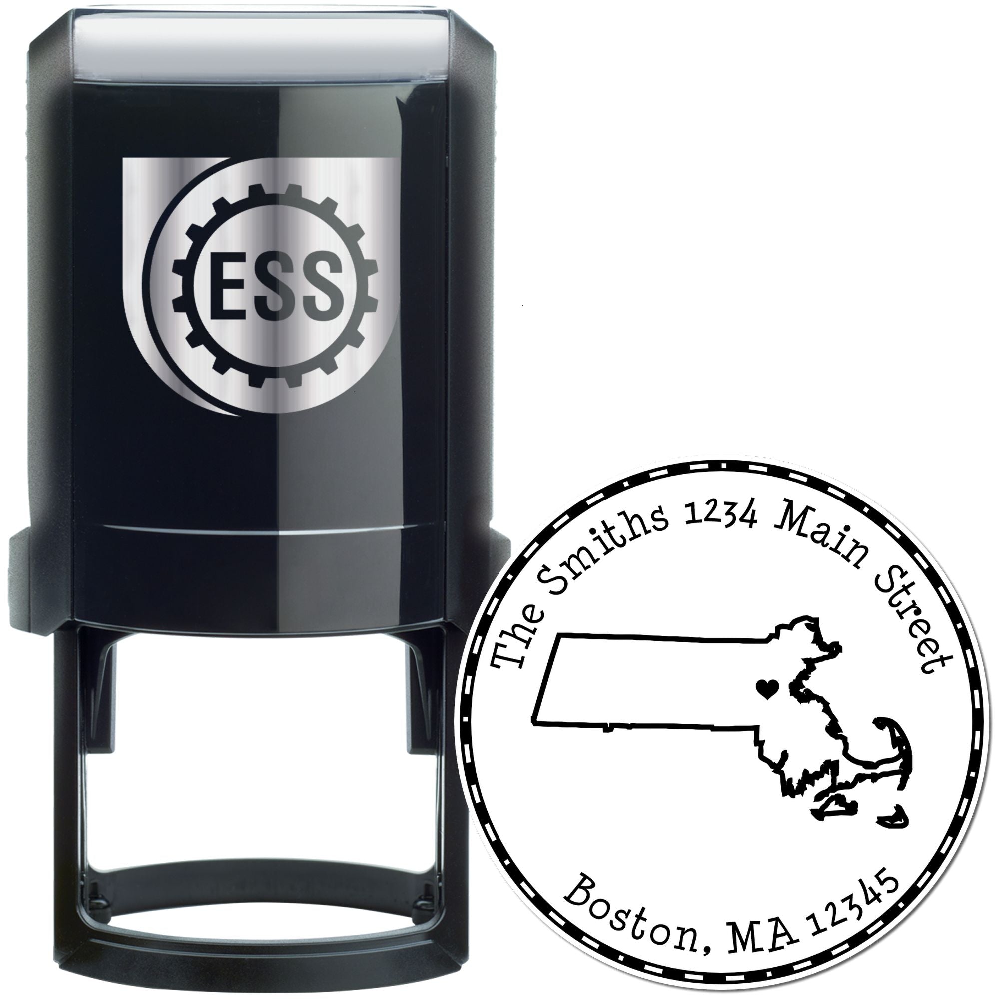 Self-Inking Round Massachusetts State Luv Address Stamp - Engineer Seal Stamps
