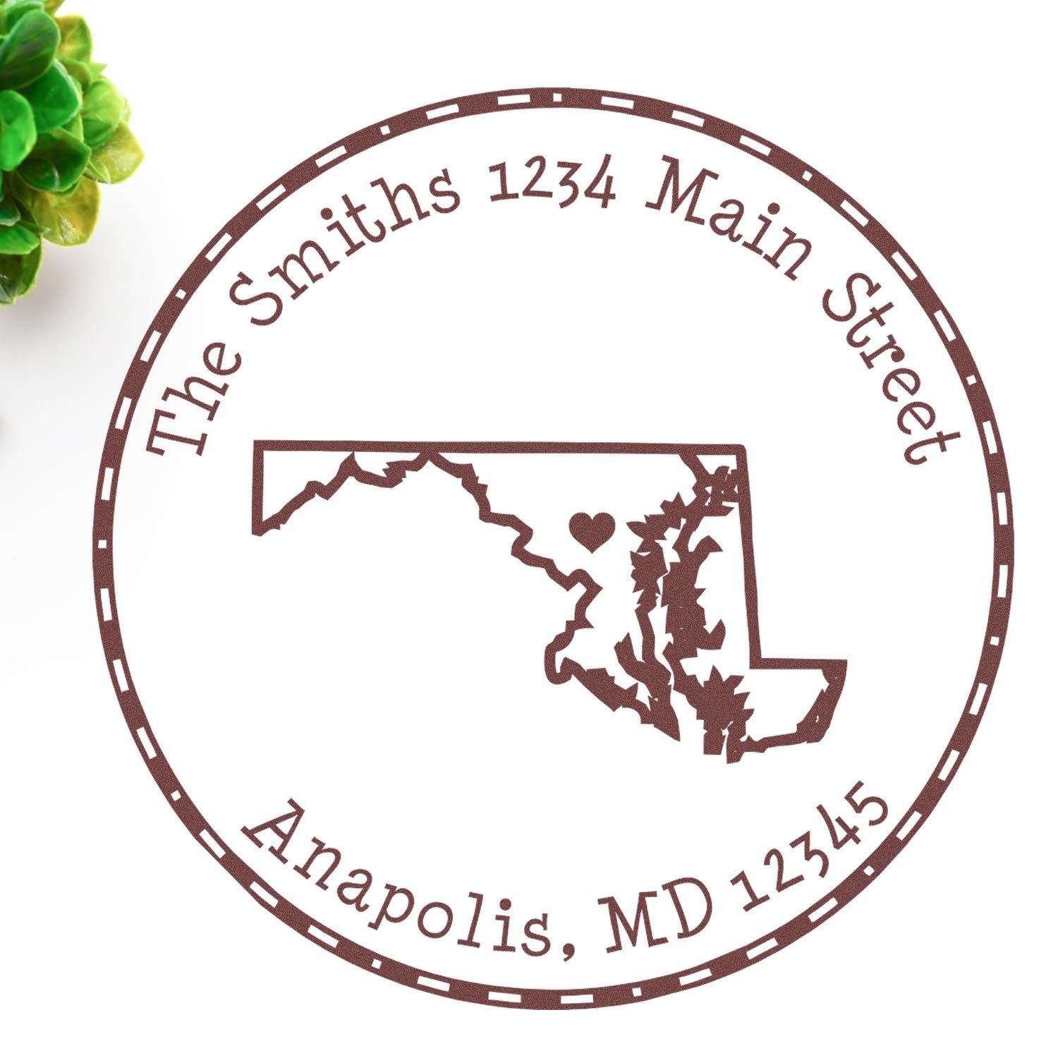 Wood Handle Round Maryland State Luv Address Stamp - Engineer Seal Stamps